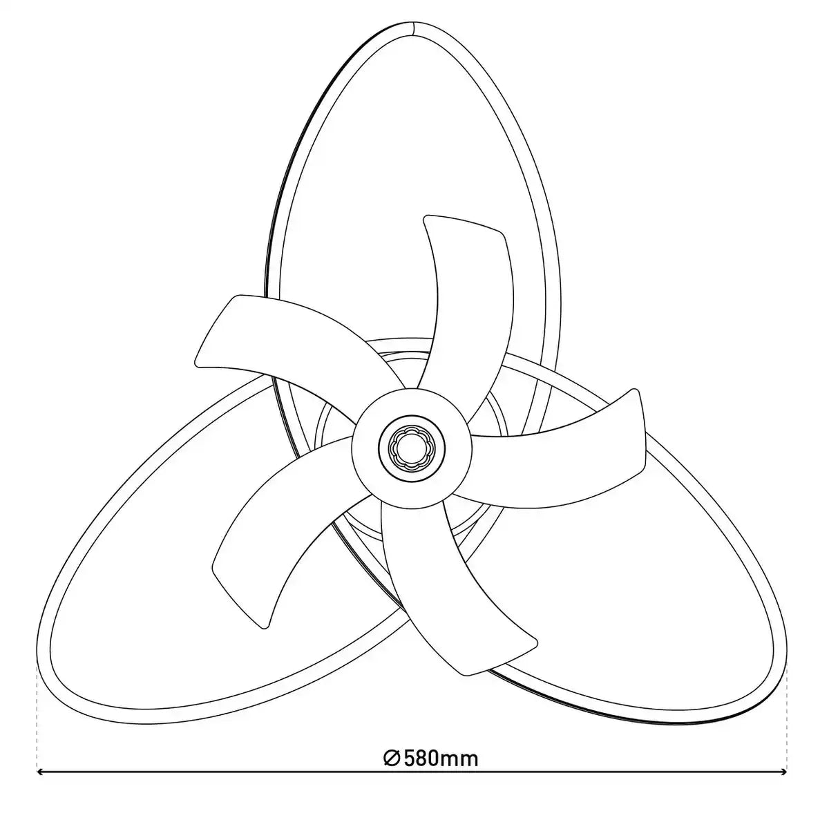 moderne LED Deckenleuchte "RICCIO" inklusive Ventilator, Nachtlichtfunktion, Dimmung und Lichttemperatureinstellung ist mit fest verbauten LEDs bestückt und hat einen ungefähren Øvon 58 cm.