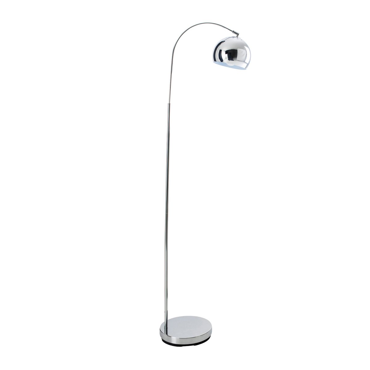 Stehleuchte "STYLE", Retro Klassiker Stehlampe mit Bogen aus chromfarbenem Metall mit, E27-Fassung, 146 cm hoch, ideal für Esszimmer, Wohnzimmer und Büro.
