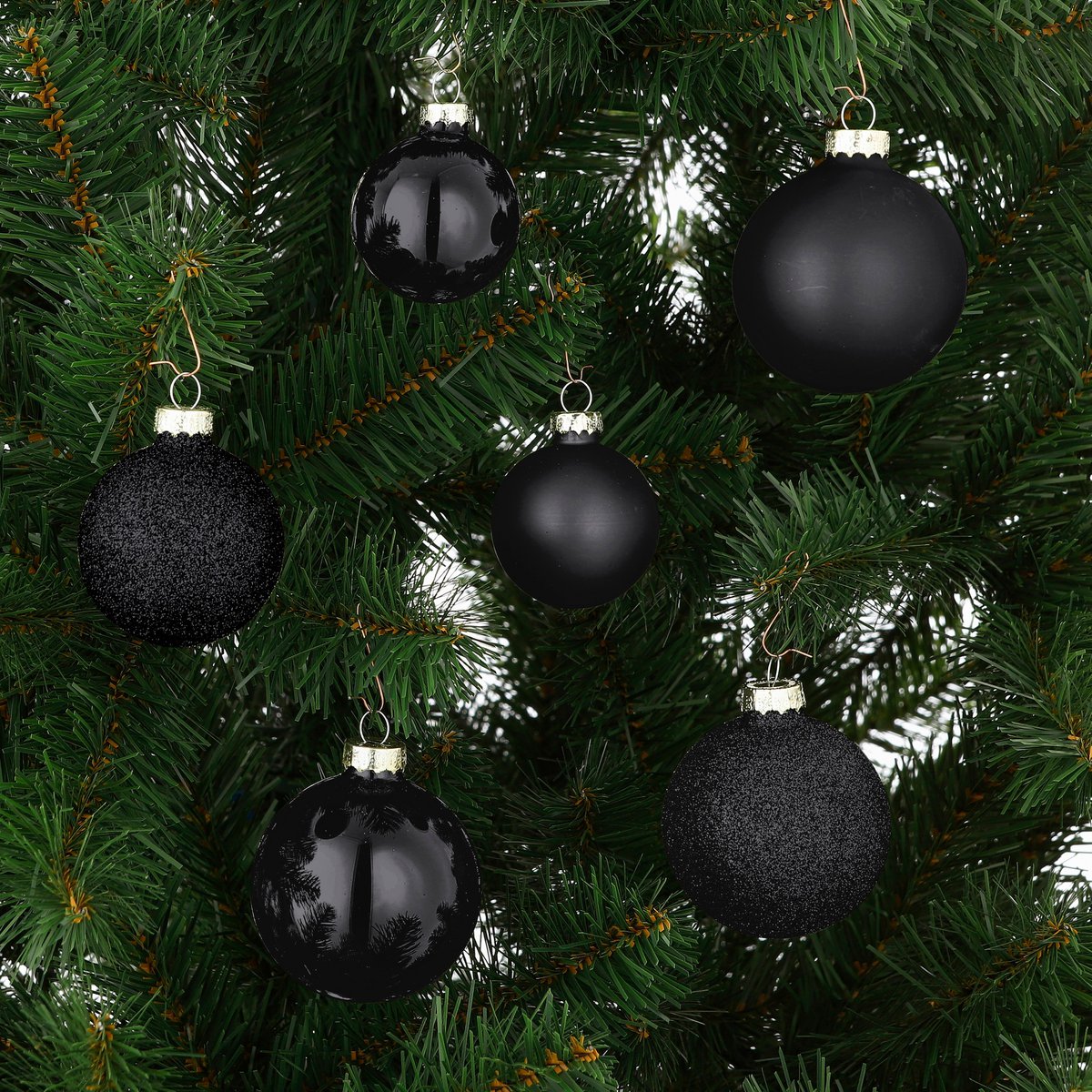 26 stück Weihnachtskugeln  Ø7 cm - Glas - Schwarz
