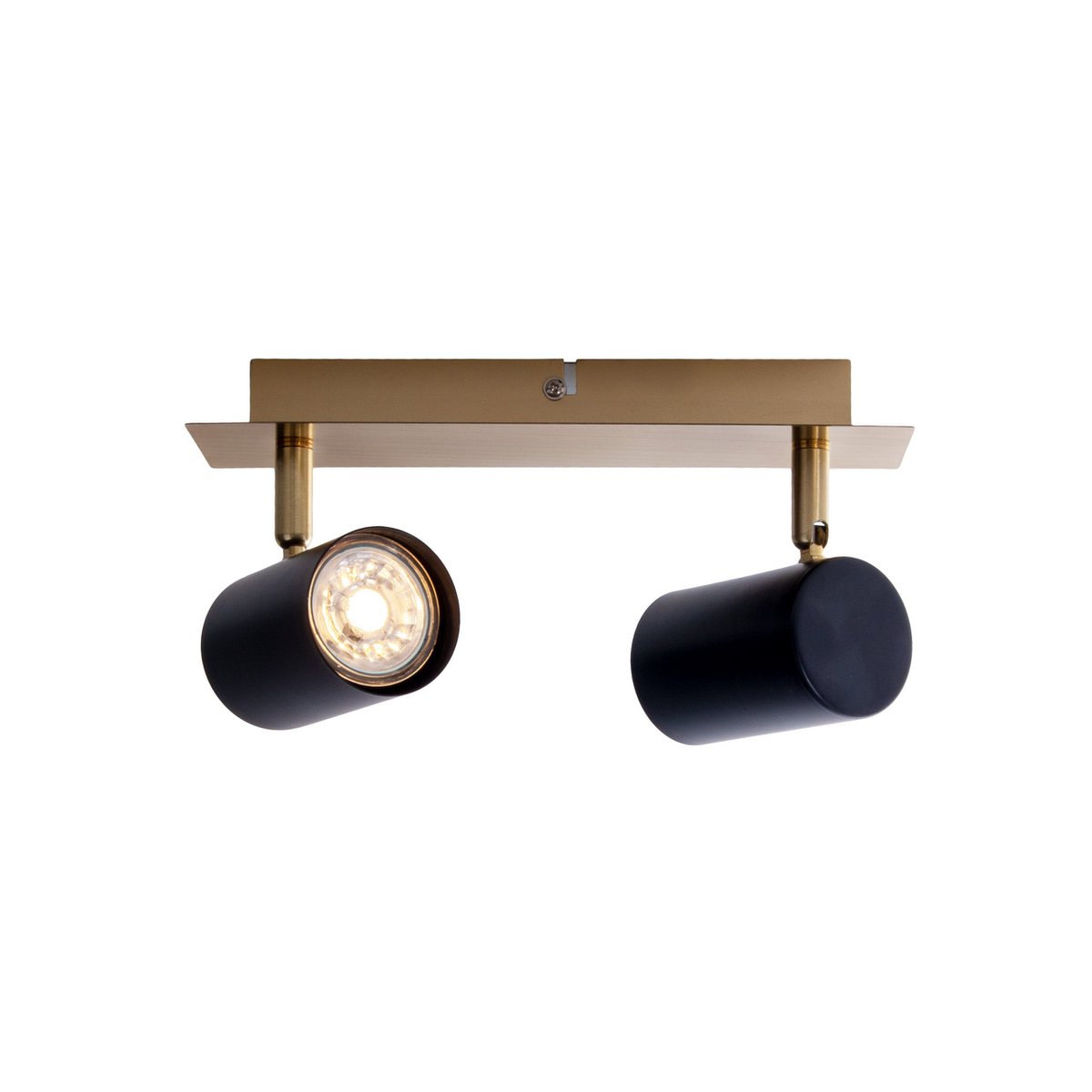 2er Wand- und Deckenleuchte "FRIDA" in Metall schwarz / Gold, Deckenstrahler, GU10, Deckenlampe für Esszimmer, Wohnzimmer, Diele oder Büro, 24 cm lang