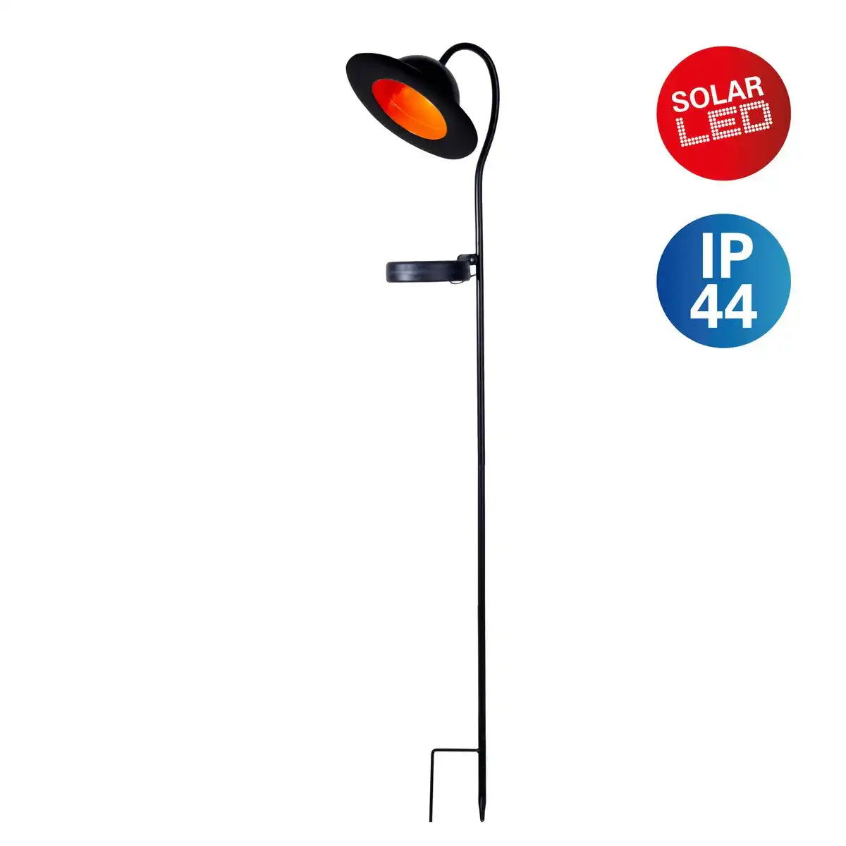 LED Solarleuchte "Bowler" mit Erdspieß für Garten und Terrasse aus Metall und Kunststoff in Schwarz, mit fest verbauten LEDs, Solar Lampe für den Garten 86 cm hoch