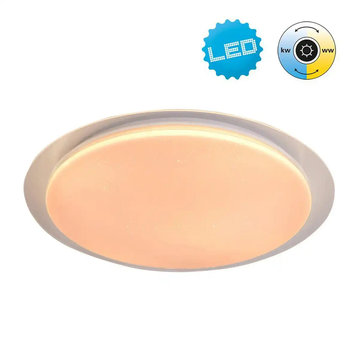 LED Deckenleuchte "LOCARNO" Ø 46 cm, aus Metall und Acryl mit Kristalleffekt in Weiß, Lichttemperatur über Wechselschalter einstellbar