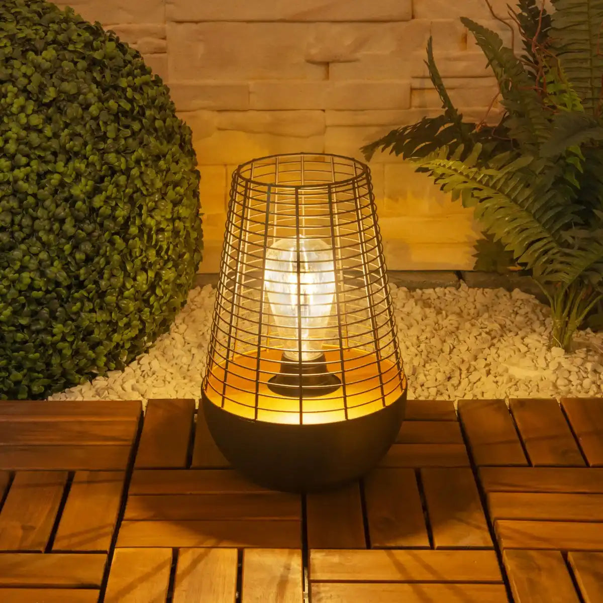 LED Dekoleuchte 27 cm hoch, aus Metall in Schwarz,, fest verbaute LED, Deko für Außen
