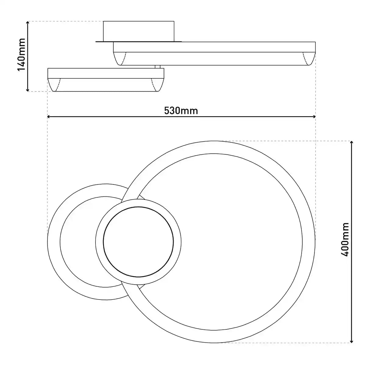 LED-CCT-Deckenleuchte "CIRCULO" aus schwarzem Metall und sandfarbenem Kunststoff 53 cm lang