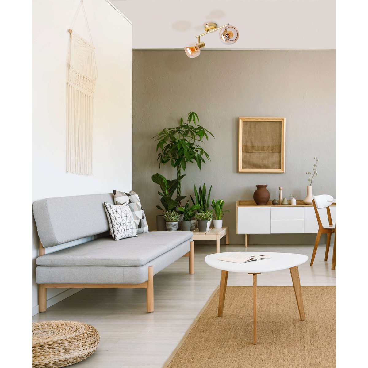 2er Spot/Deckenleuchte "LIBBY", klassische Deckenlampe aus messingfarbenem Metall und getöntem Glas in Amber, mit E14-Fassung, für Esszimmer, Wohnzimmer, Diele oder Büro, 40 cm lang