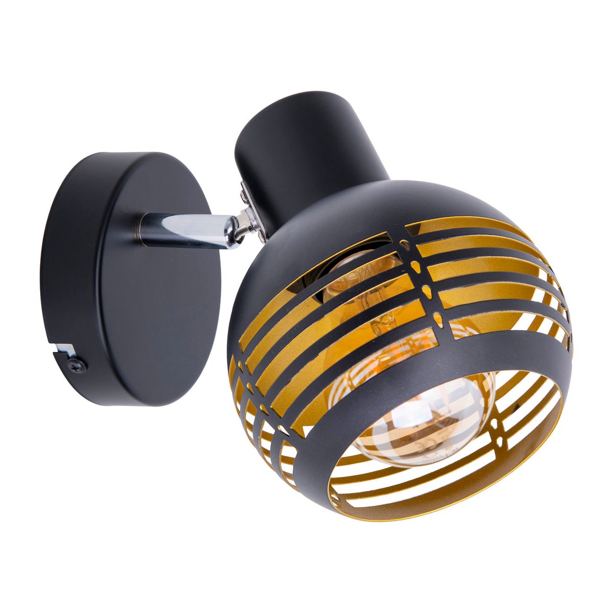 1er Wand- und Deckenleuchte, Spot "CASCO" aus Metall in Schwarz, und Gold, mit E27-Fassung, 23 x 12 x 14 cm. Stilvolle Beleuchtung für Wohnzimmer, Esszimmer oder Küche.