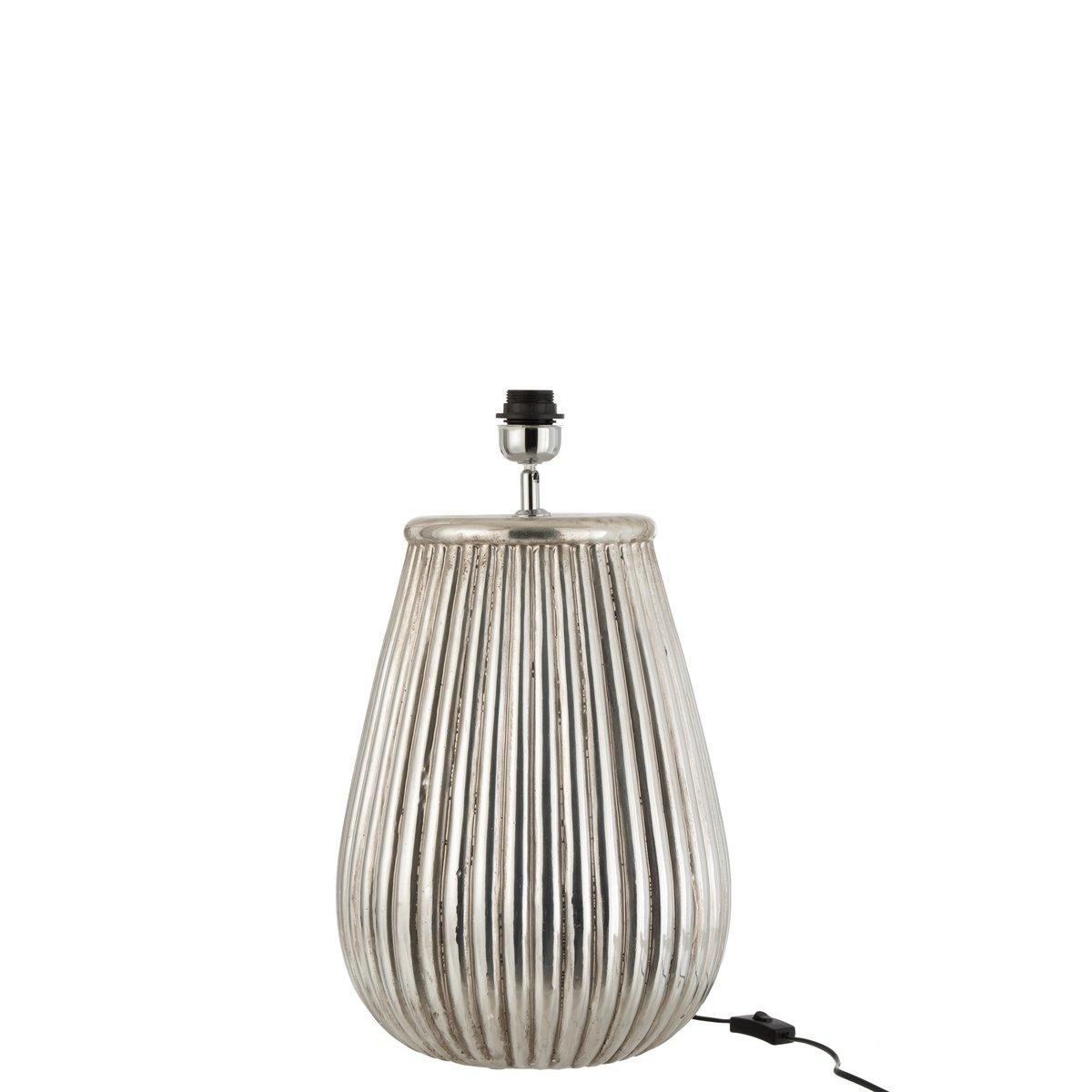 J-Line Lampensockel Lines - Steingut - Silber