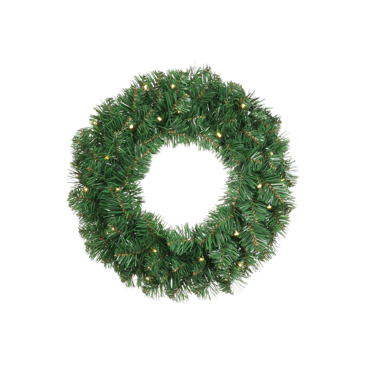 2er Set künstlichen Weihnachtsbäumen und 1 Weihnachtskranz mit LED -Beleuchtung - grün gefrostet