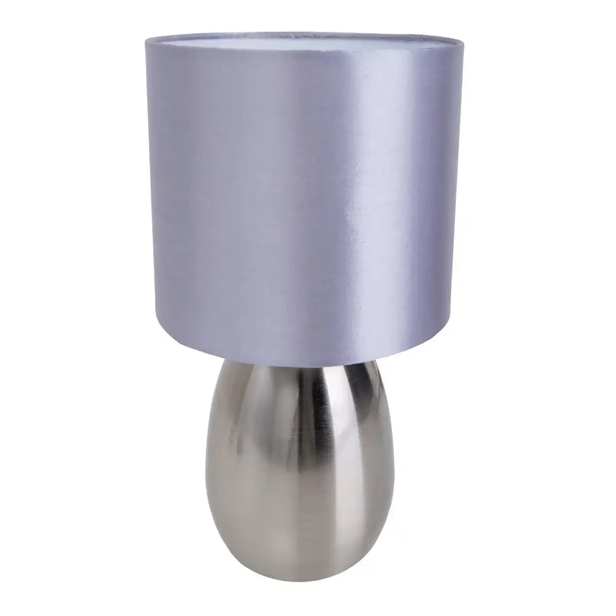 Tischleuchte "AURUM" 33 cm hoch in stahl-blank/grau, aus Metall und Textil, mit E14-Fassung, Beleuchtung für Esszimmer, Wohnzimmer, Diele oder Büro