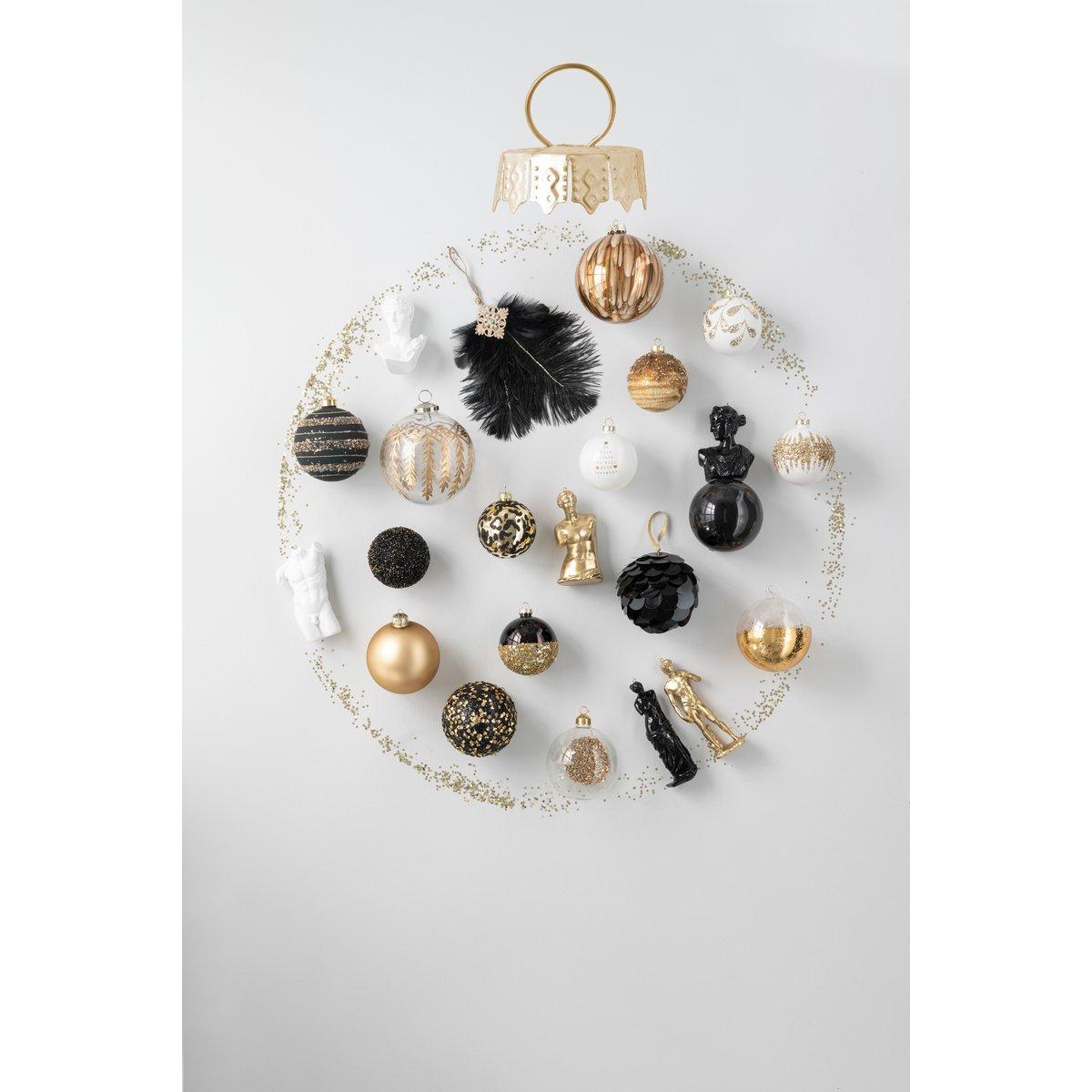 J-Line Box mit 4 Weihnachtskugeln aus Glas, braun/gold, groß