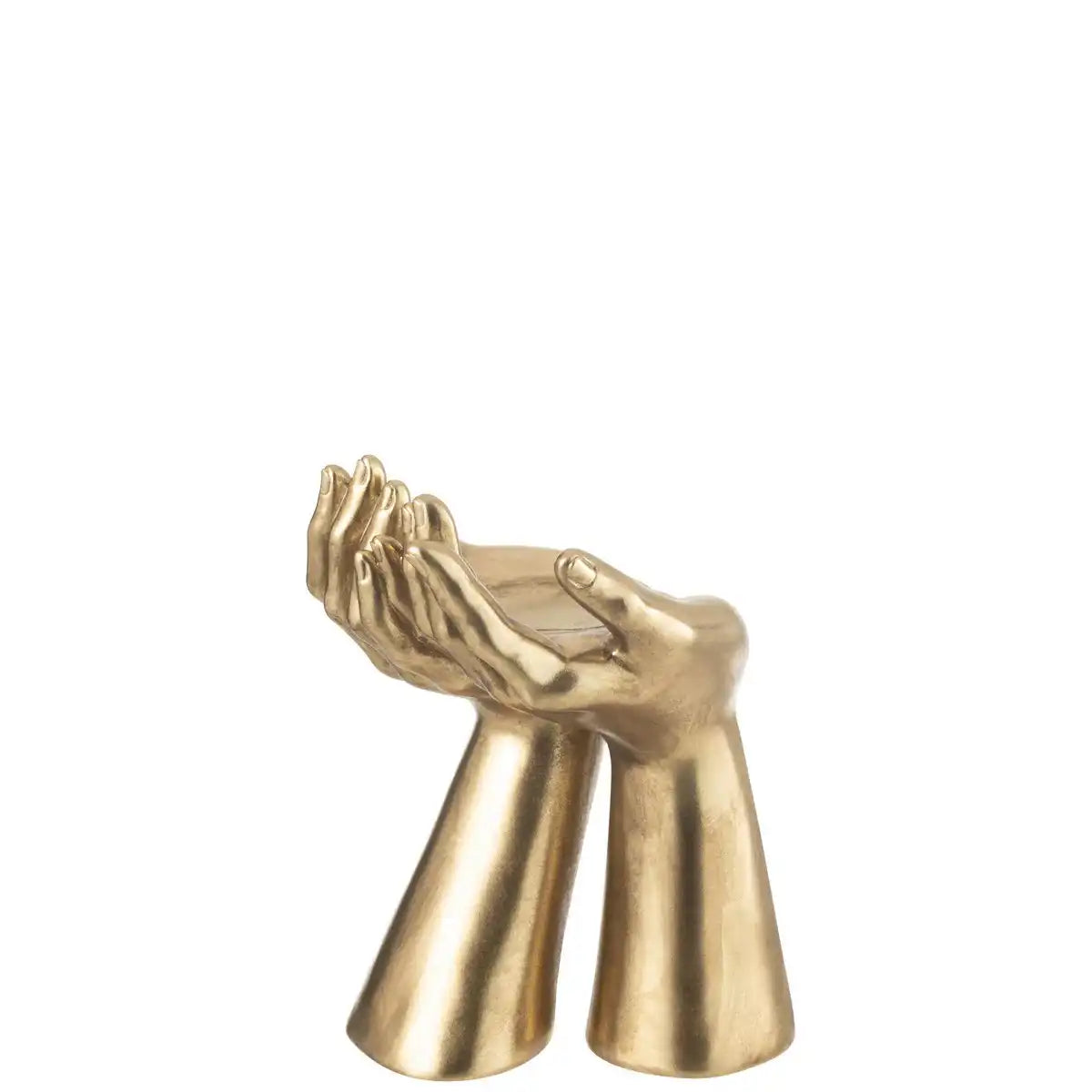 J-Line Kerzenhalter Hände Resine Gold