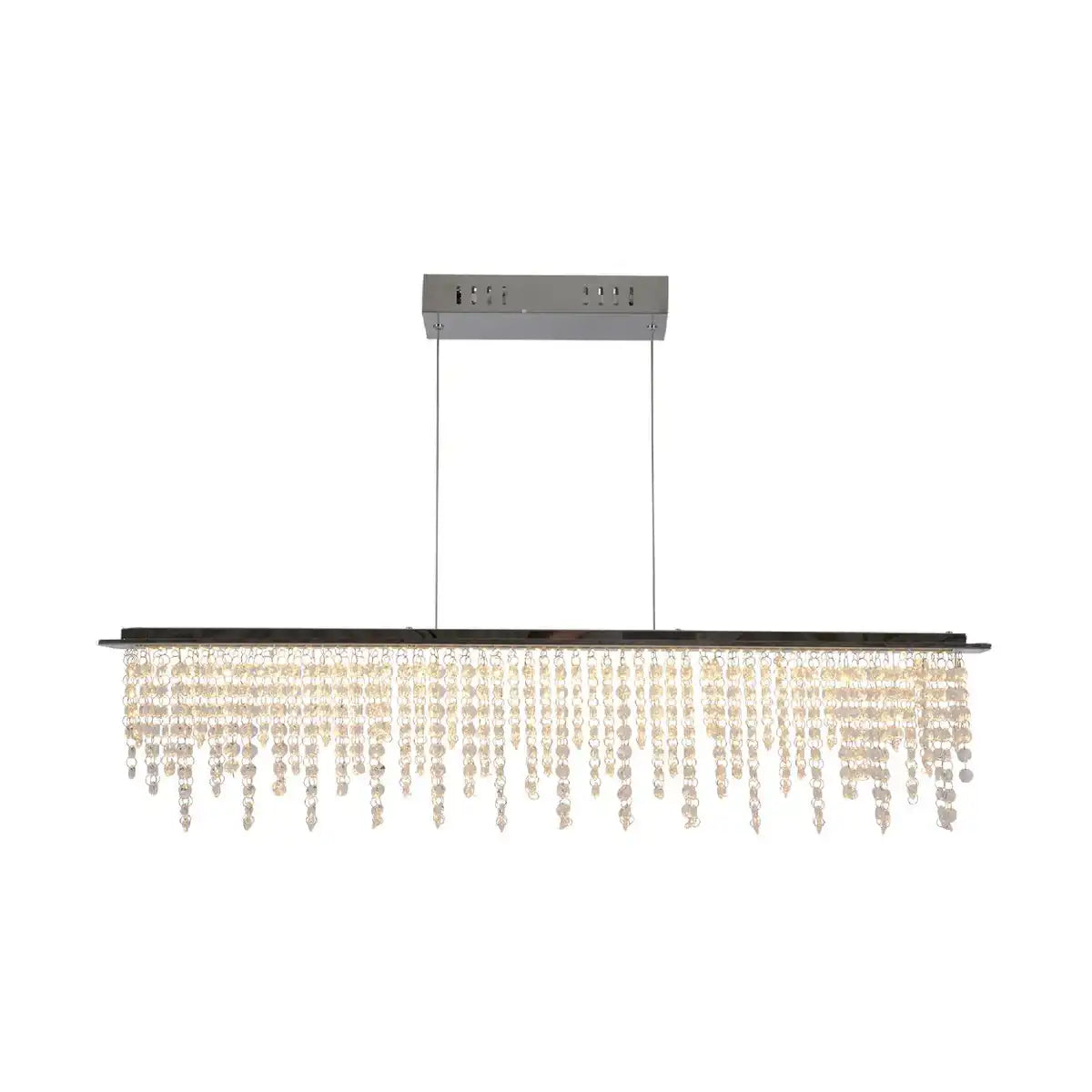 LED Pendelleuchte "DIAMONDS", Pendelleuchte, Metall und Kristallglas, Chrome, mit fest verbauten LEDs, für Esszimmer, Wohnzimmer, Diele oder Büro, 120 cm lang