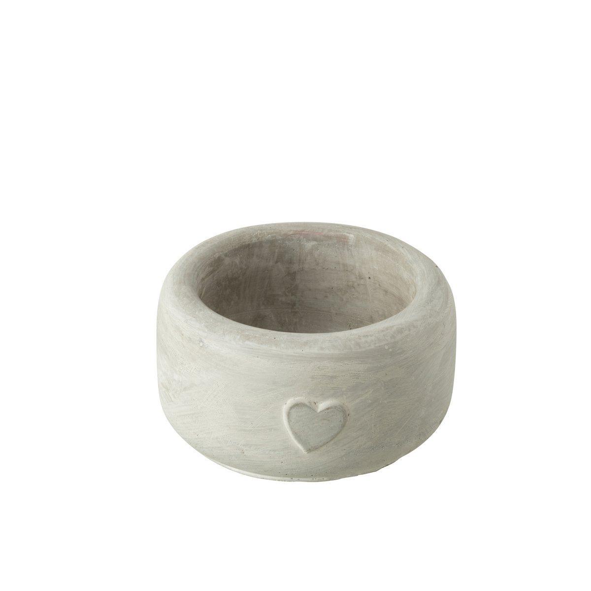 J-Line Blumentopf Heart – Zement – Grau – klein –