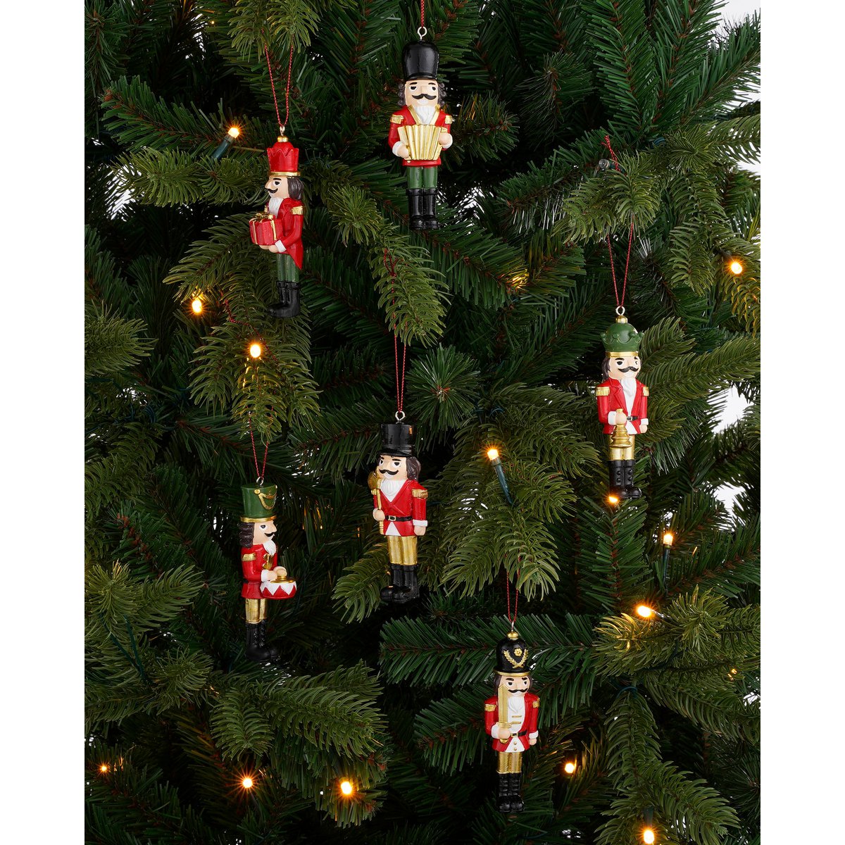 6er Set Weihnachtsschmuck Nussknacker  Polyester – Rot