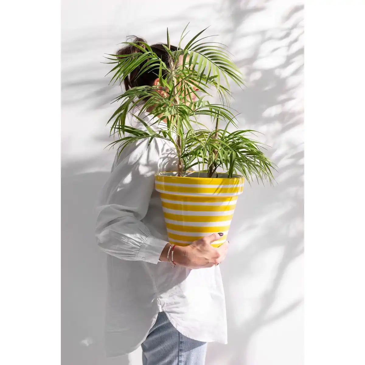 J-Line Bergpalm in Topf Plastik Grün grün/schwarz groß