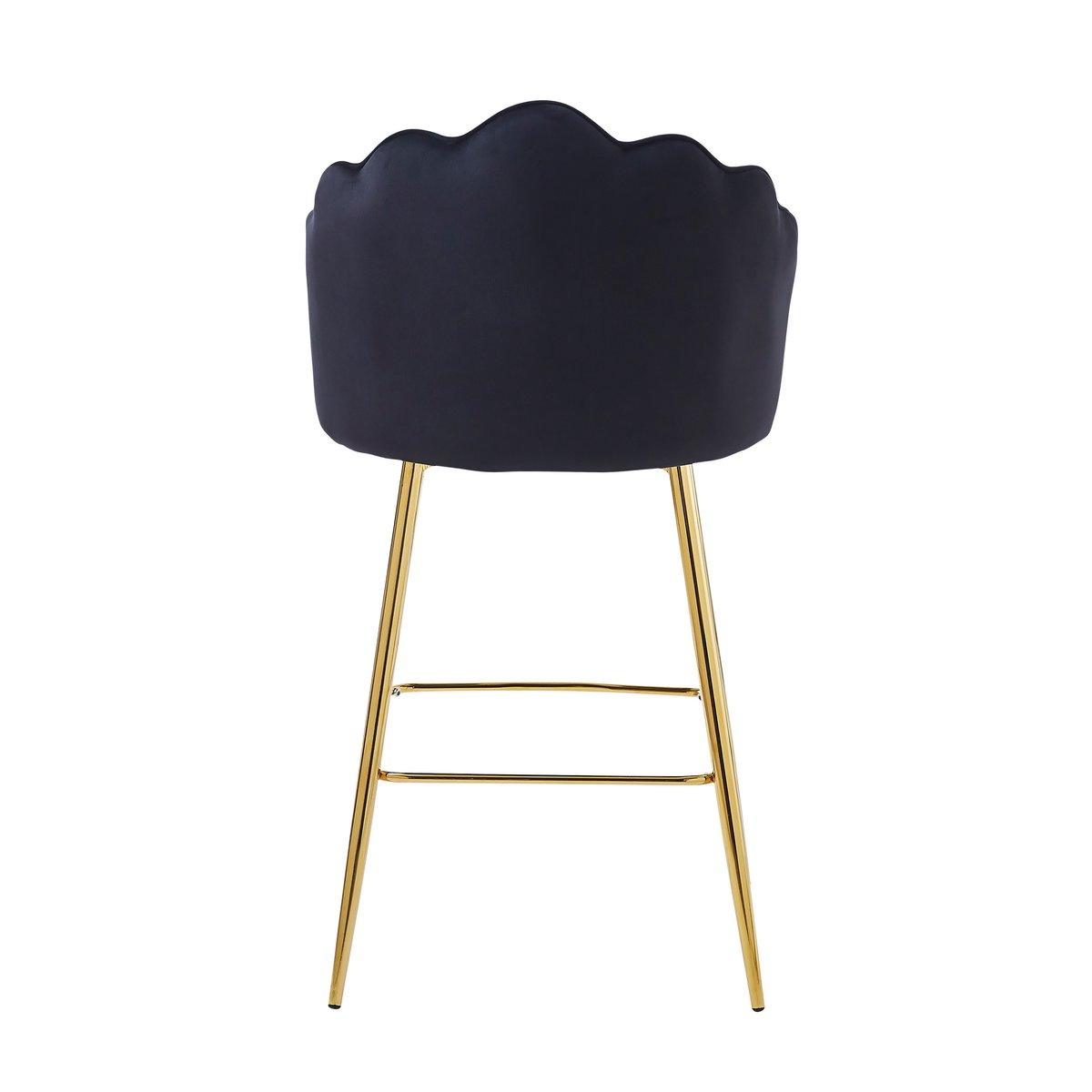 Barhocker Muscheldesign 2er Set aus Samt Schwarz