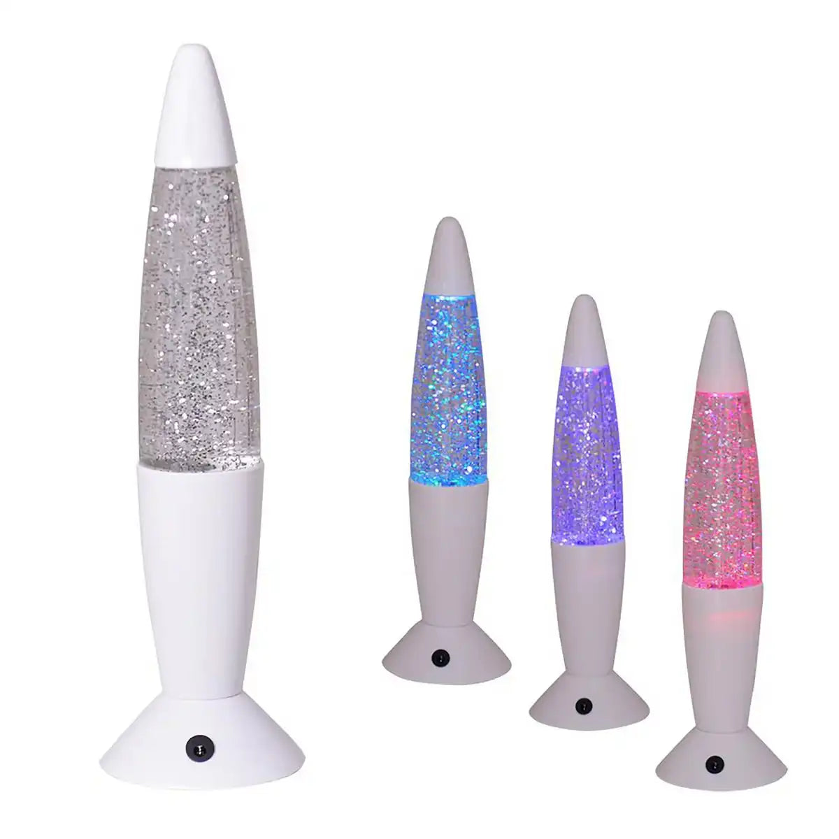 LED-Tischleuchte "Glitter", die Deko Tischlampe aus Metall und Kunststoff, ca.. 36 cm hoch, mit fest verbauten LEDs, spendet buntes Licht mit "Glitter", Effektbeleuchtung für Wohnzimmer, Büro, Kinderzimmer oder Nachttisch