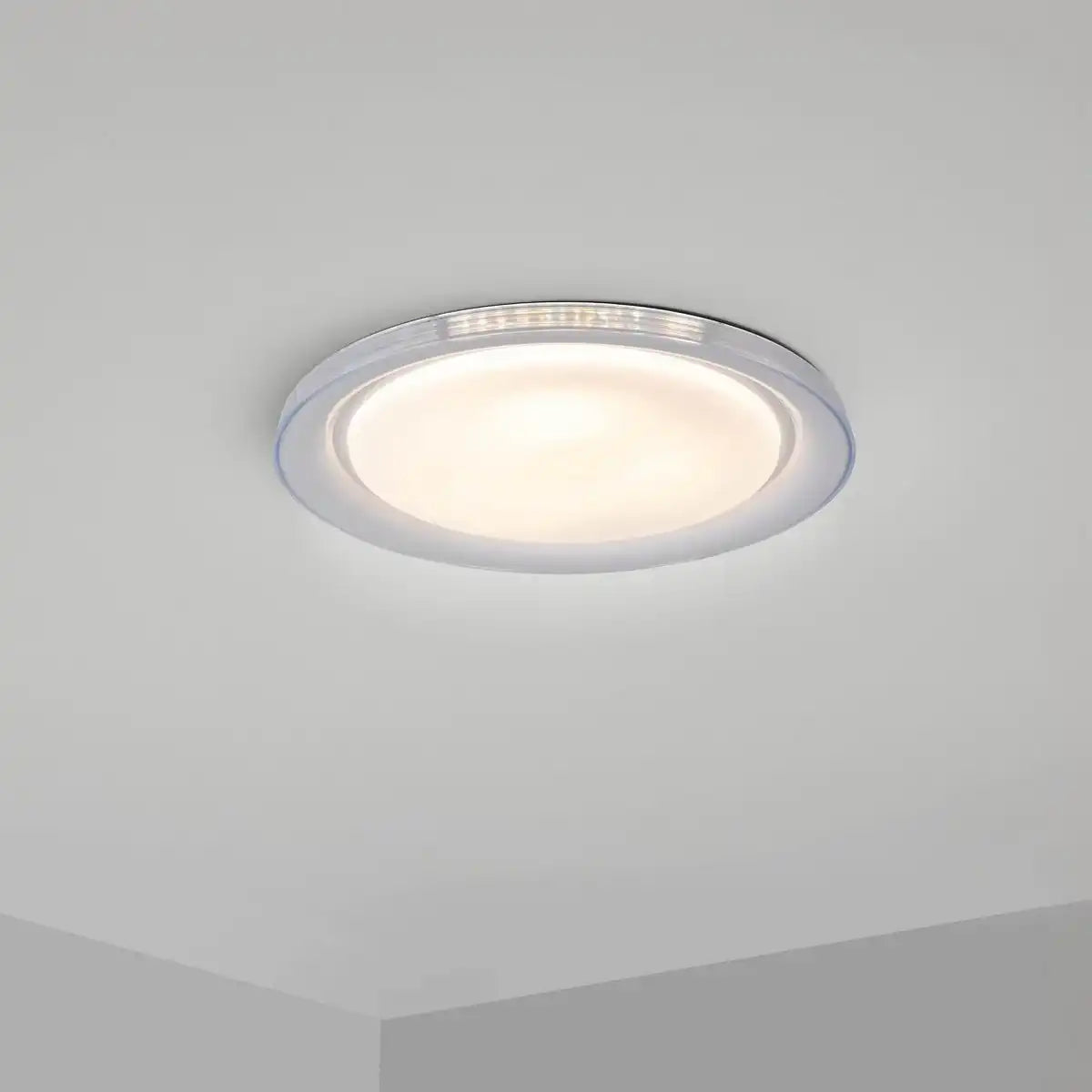 LED Deckenleuchte "CLAIRE" Ø 50,5 cm, 7,5 cm hoch, Metall und Kunststoff in Weiß, integrierte LED, 1600 lm, dimmbar, CCT-Funktion, 3000-5000 K, Nachtlichtfunktion