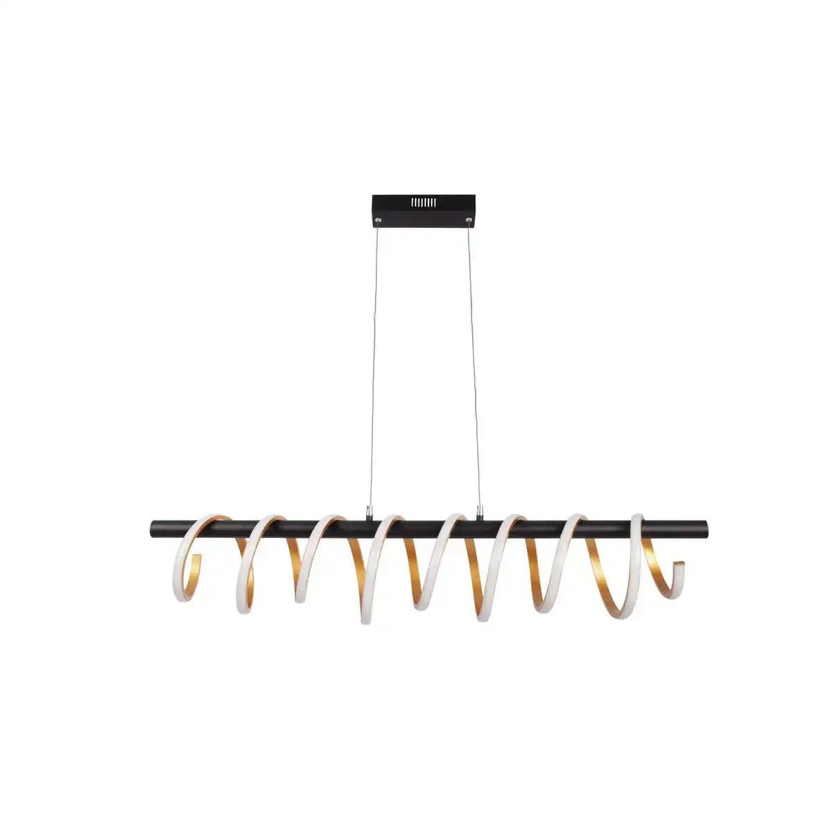 LED Pendelleuchte "BELLEZA", moderne Pendellampe aus Metall und Kunststoff Schwarz, Gold und Weiß, mit fest verbauten LEDs, 100 cm lang. Die ideale Beleuchtung für Wohnzimmer, Esszimmer oder Küche.