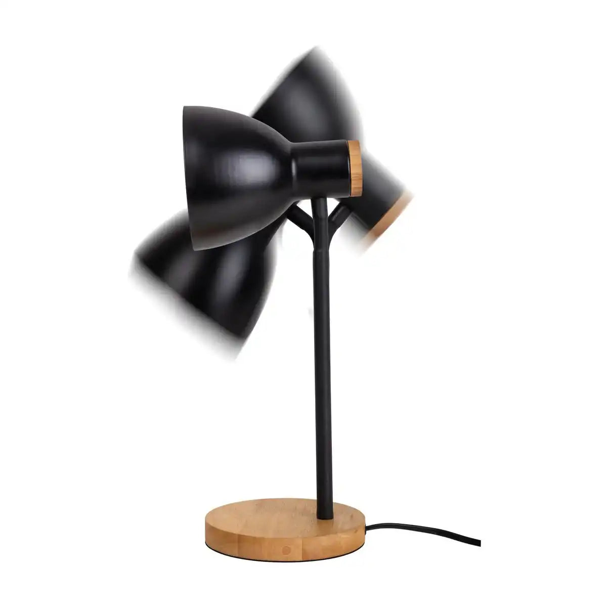 Schreibtischleuchte "MARIE" aus Metall und Holz, E14, Schwarz, 36,5 cm hoch