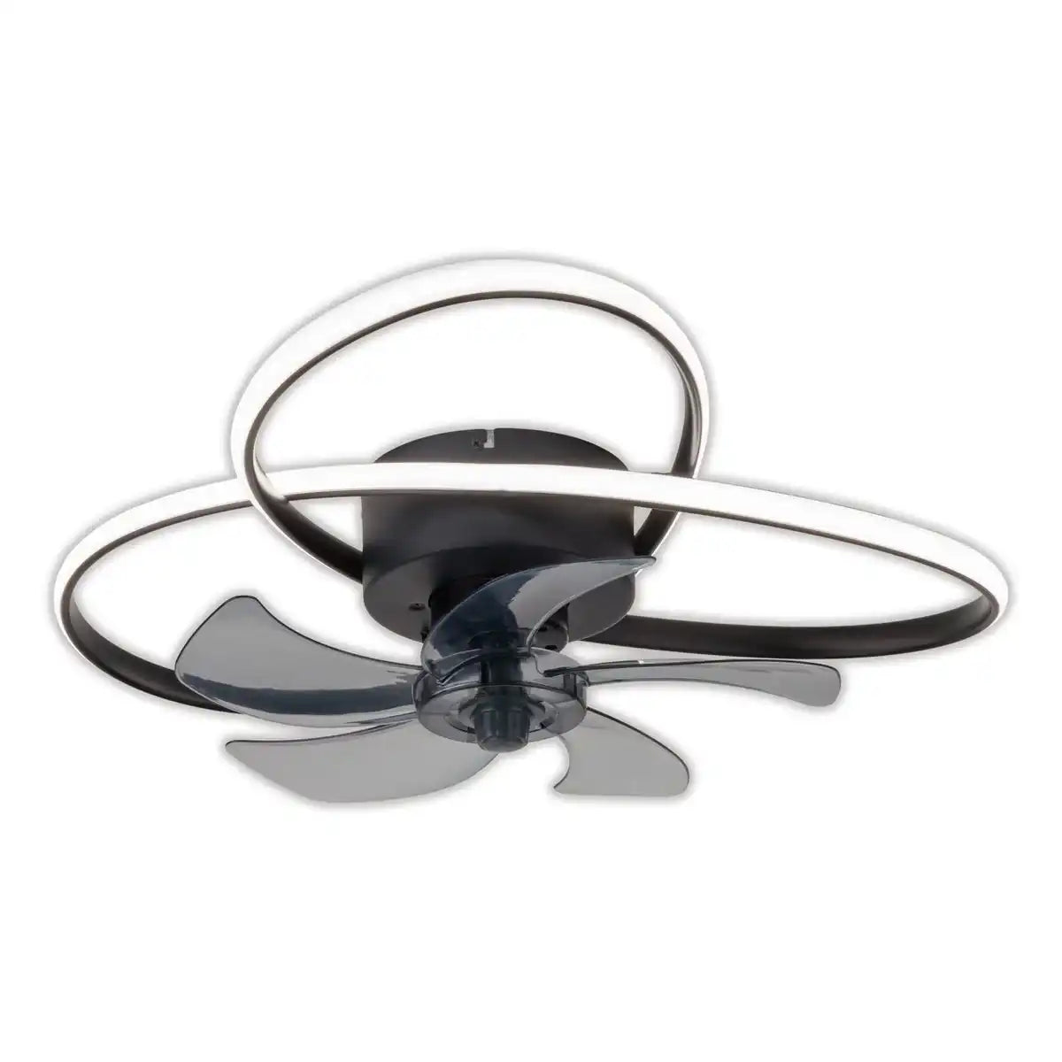 Die moderne LED Deckenleuchte "LECCIO" inklusive Ventilator, Nachtlichtfunktion, Dimmung und Lichttemperatureinstellung ist mit fest verbauten LEDs bestückt und hat einen ungefähren Øvon 58 cm.