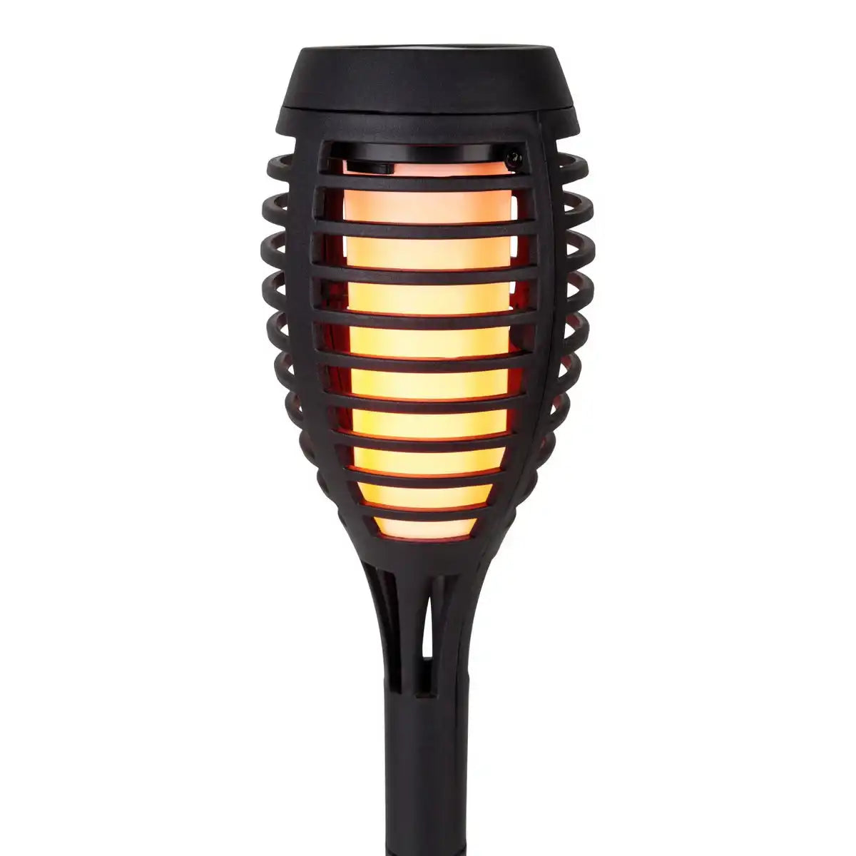 5er Set LED Erdspieß "Fackel" 45 cm aus grauem Kunststoff, mit integrierter LED, Solarleuchte für Außen