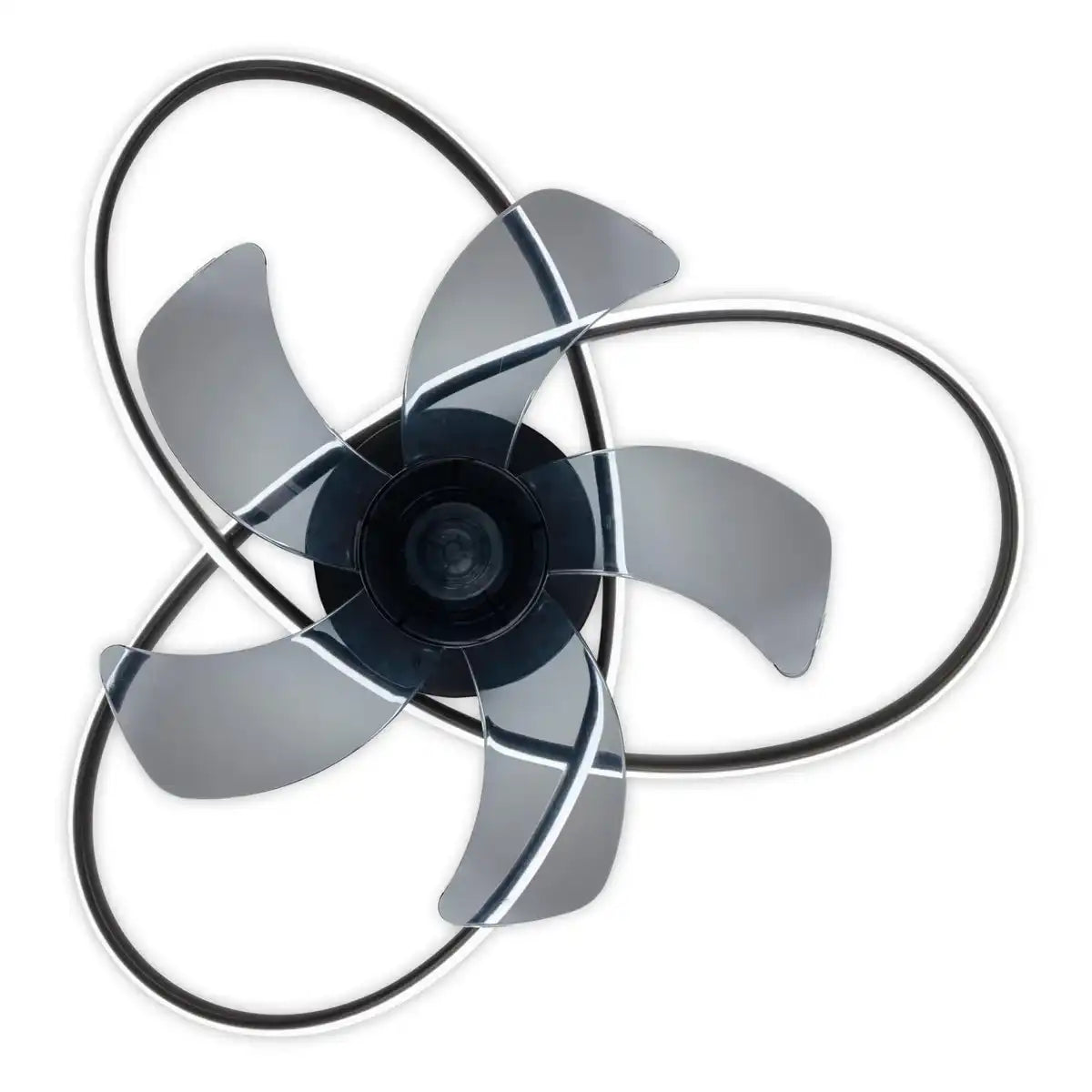moderne LED Deckenleuchte "RICCIO" inklusive Ventilator, Nachtlichtfunktion, Dimmung und Lichttemperatureinstellung ist mit fest verbauten LEDs bestückt und hat einen ungefähren Øvon 58 cm.