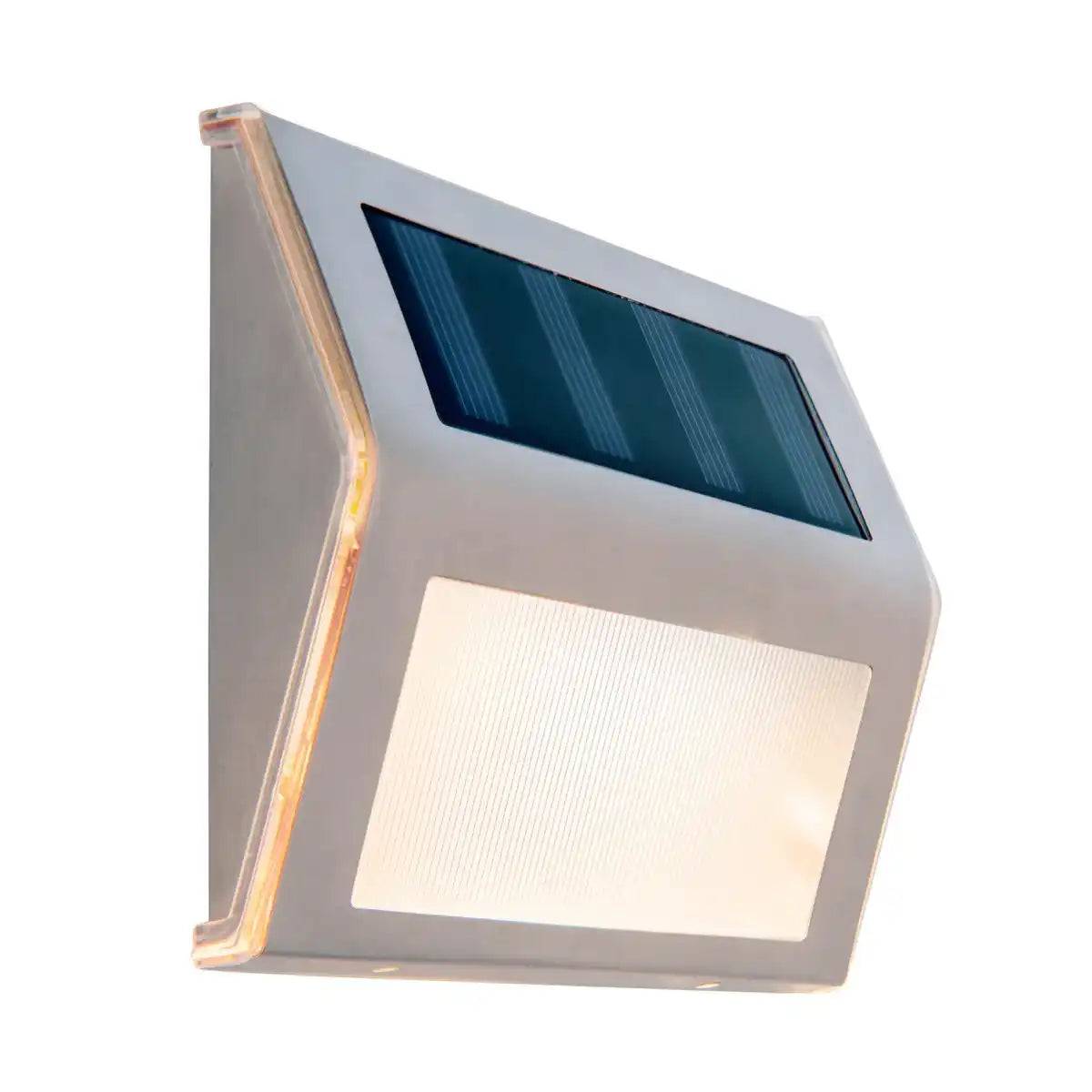 4er-Set LED Solar-Außenleuchte , für Außen, Wandleuchte - Metall und Kunststoff in Stahl-blank, mit integrierter LED