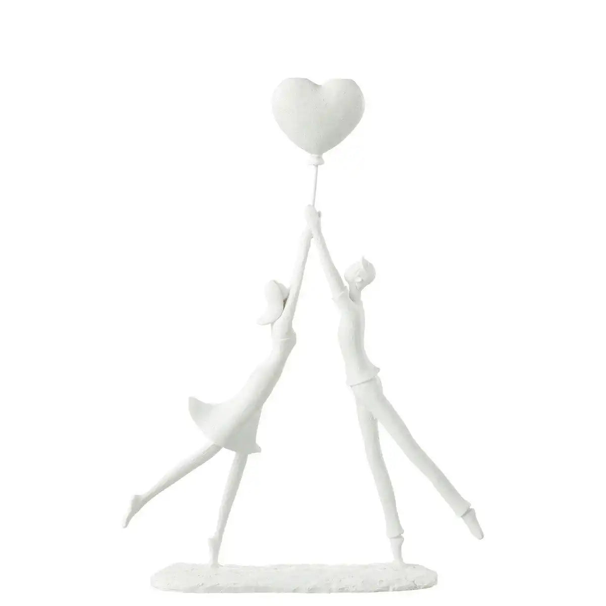 Dekofigur „Paar mit Herzballon stehend“, Weiß, 36 cm, Poly - HomeDesign Knaus