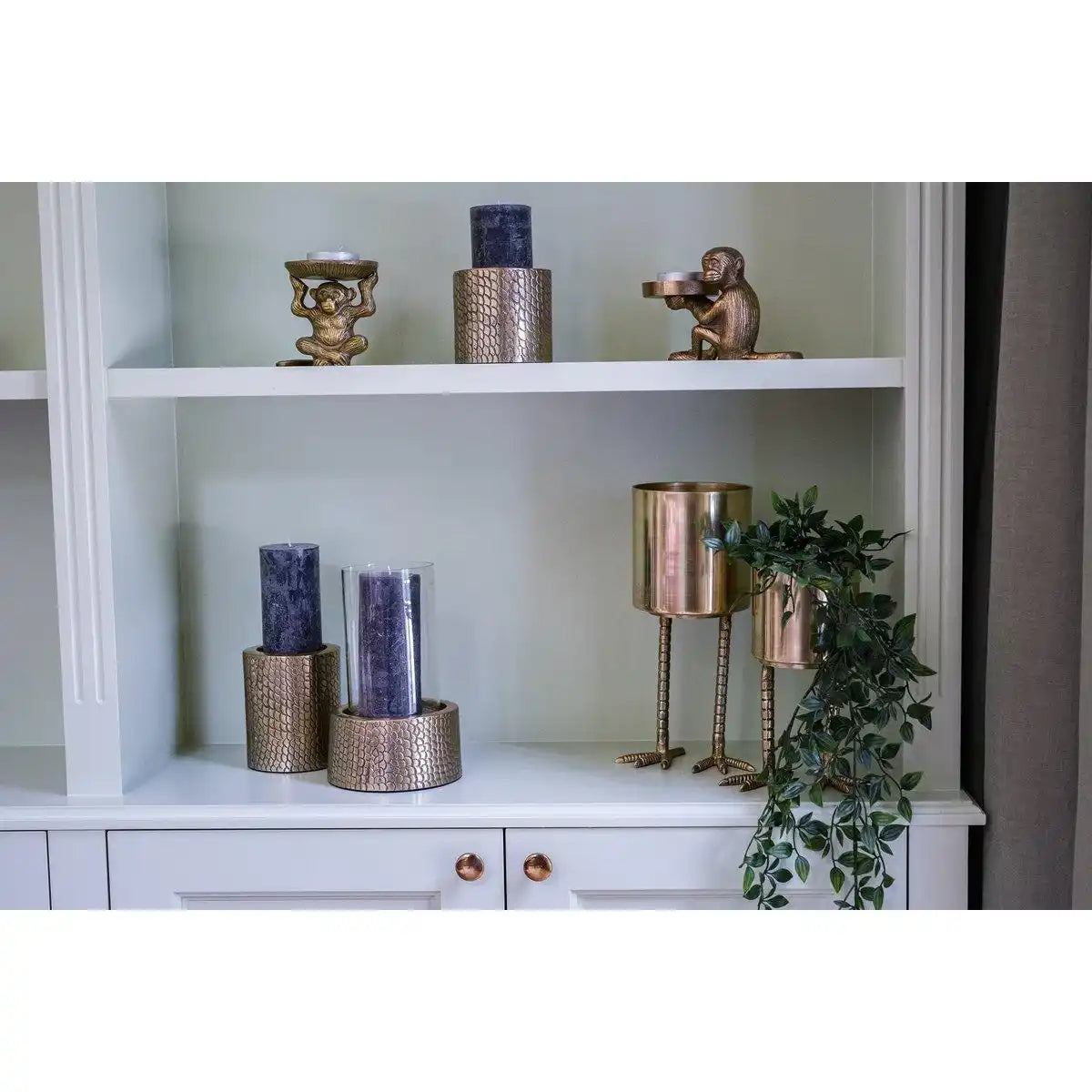 Der Kroko-Kerzenhalter mit Glas – Messing – M - HomeDesign Knaus