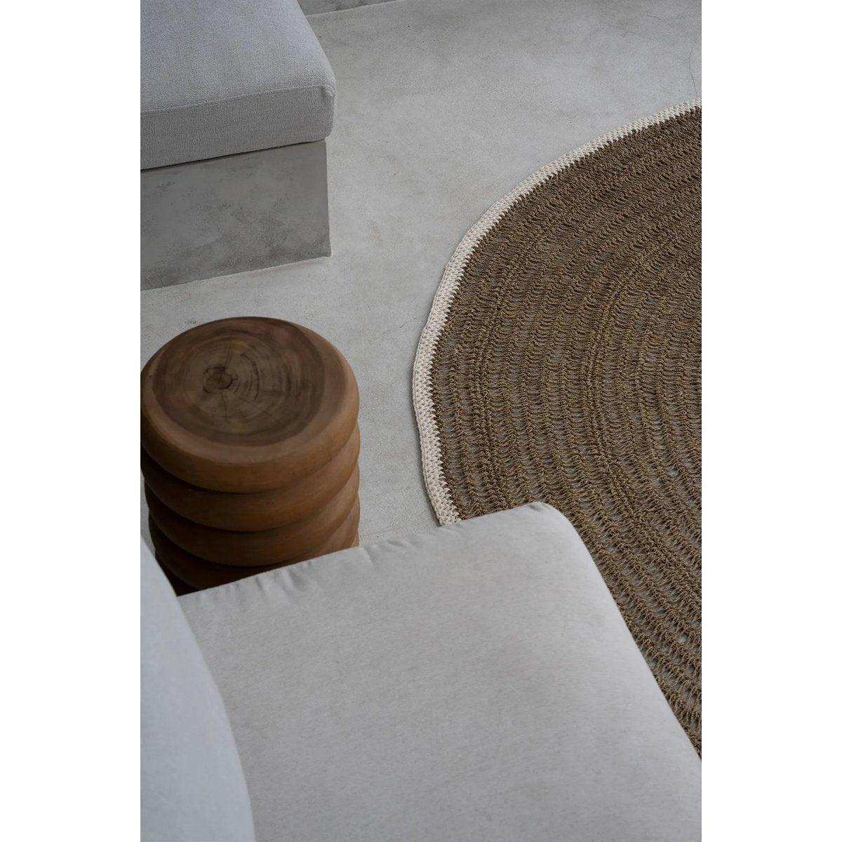 Der runde Teppich aus Seegras und Baumwolle Naturweiß 200 cm - HomeDesign Knaus