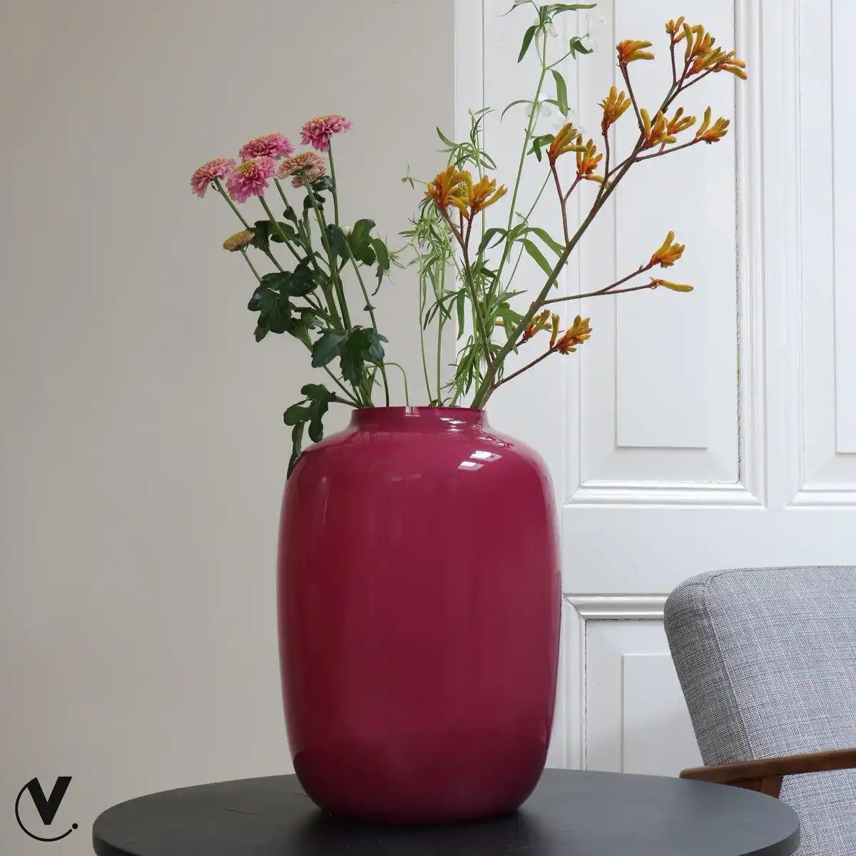 Designer Blumenvase Glasvase Arktisch Rot Handarbeit - HomeDesign Knaus