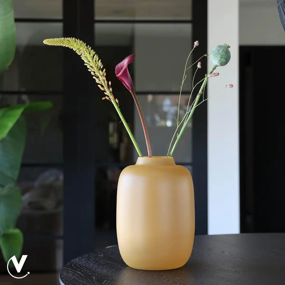 Designer Blumenvase Glasvase Arktische Orange Handarbeit - HomeDesign Knaus