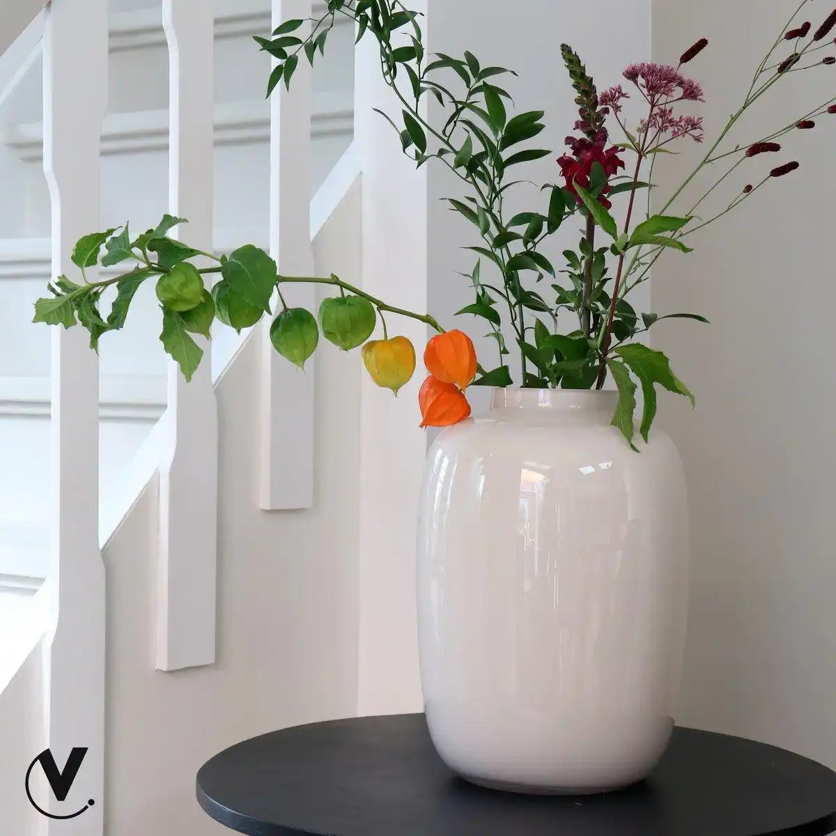 Designer Blumenvase Glasvase Arktische Weiß Handarbeit - HomeDesign Knaus