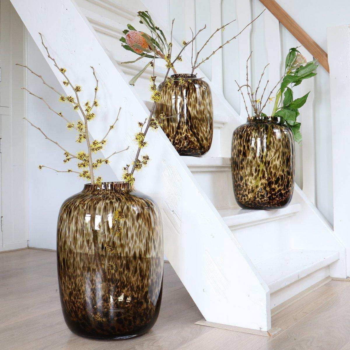 Designer Blumenvase Glasvase Massiv Gold Leopard Handarbeit - HomeDesign Knaus