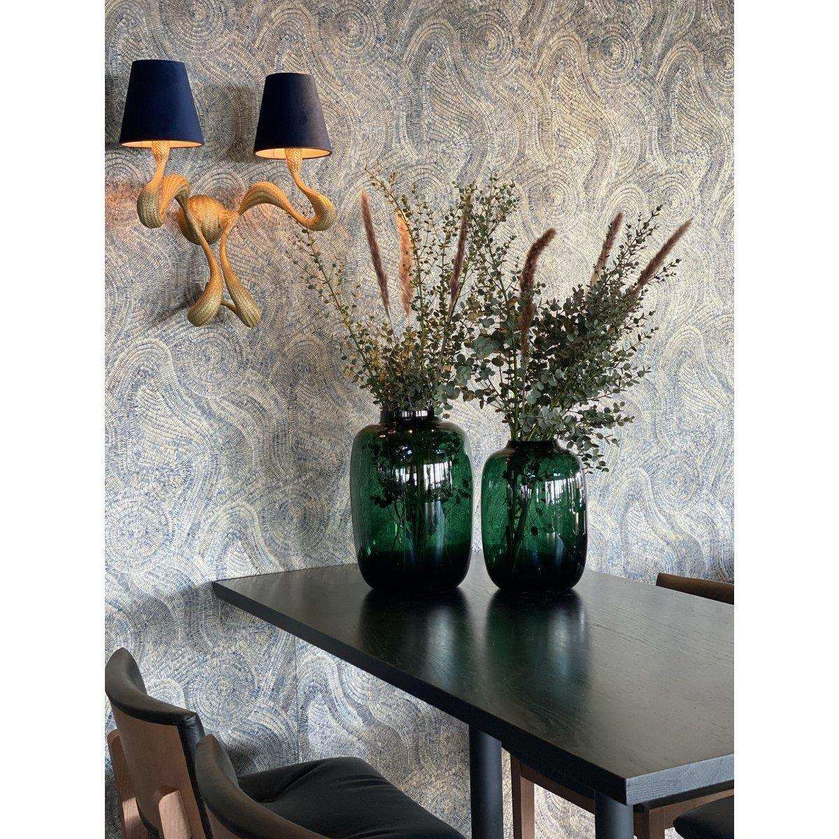 Designer Blumenvase Glasvase Oliven Grün Handarbeit - HomeDesign Knaus