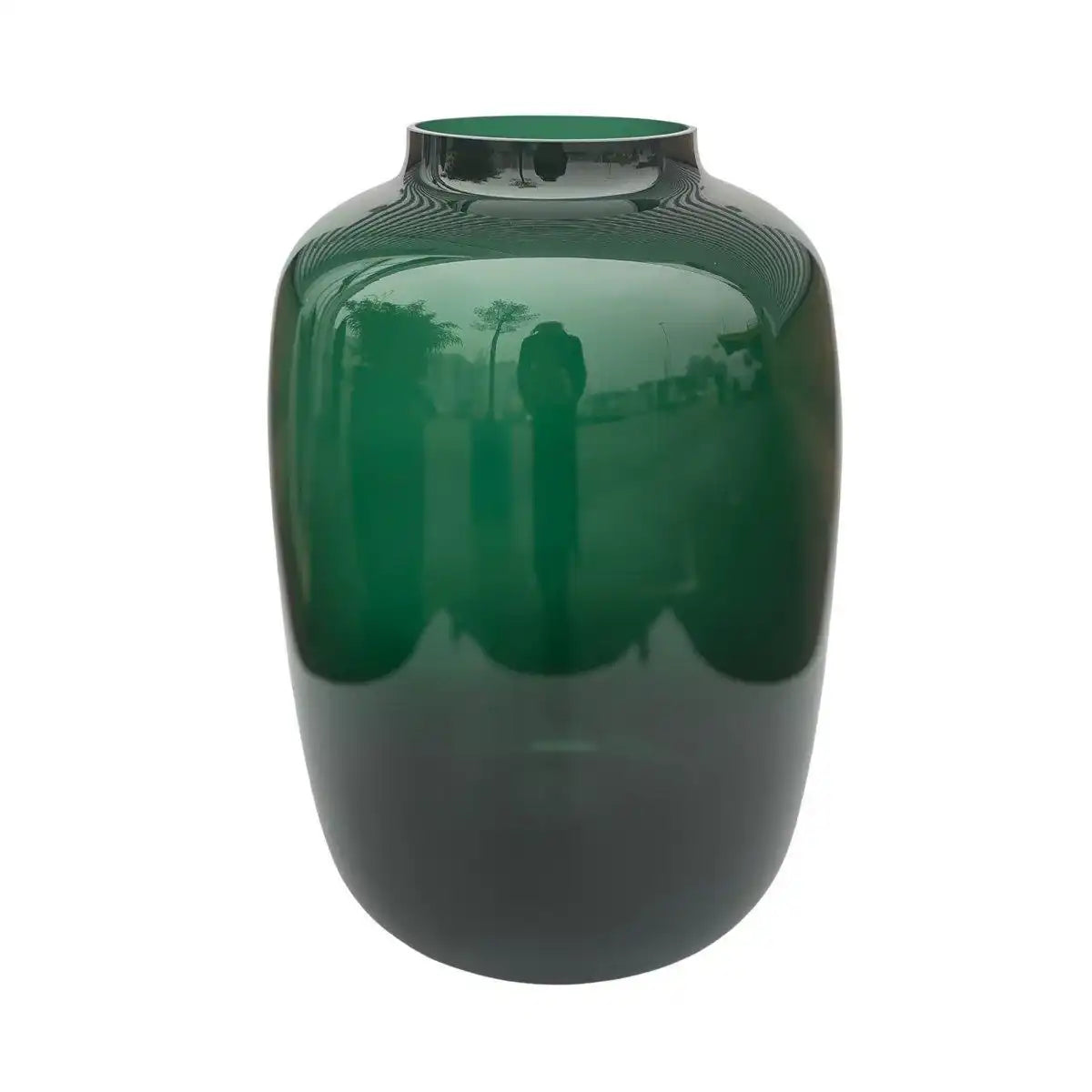 Designer Blumenvase Glasvase Oliven Grün Handarbeit - HomeDesign Knaus
