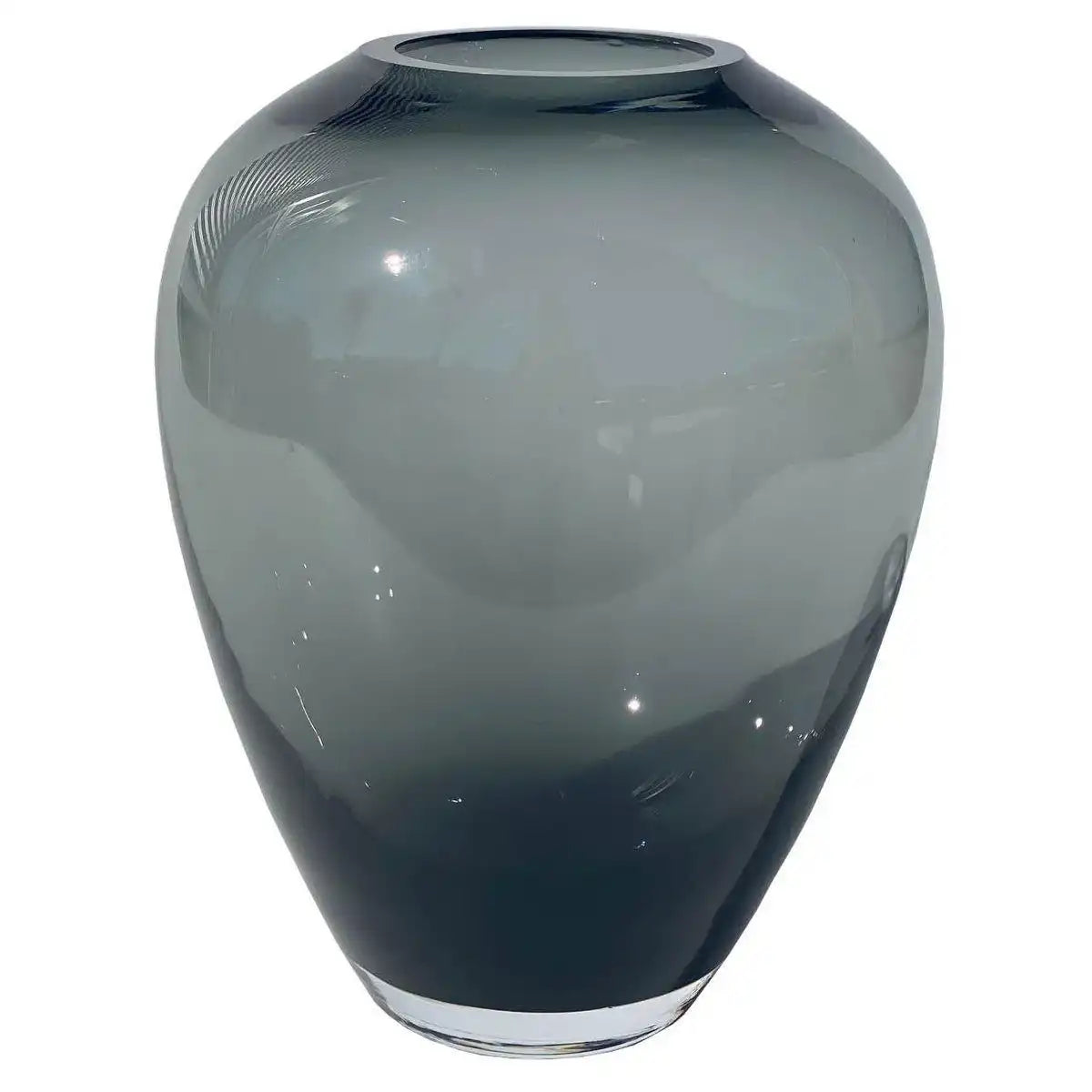 Designer Blumenvase Glasvase Rauchglas Grau Handgefertigt - HomeDesign Knaus