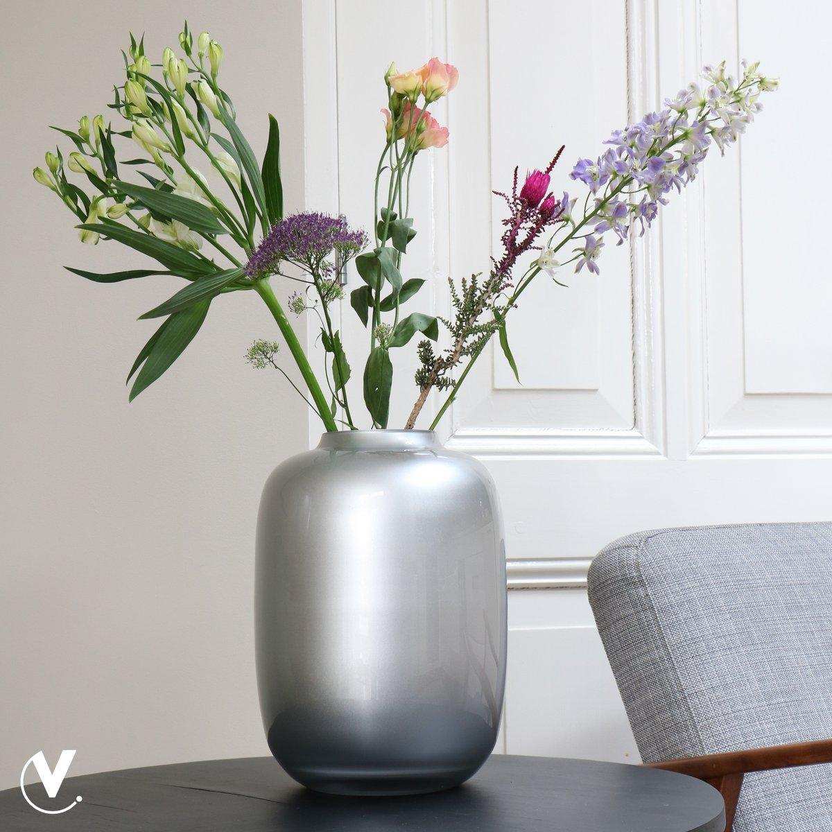 Designer Blumenvase Glasvase Silber SpiegelHandarbeit - HomeDesign Knaus