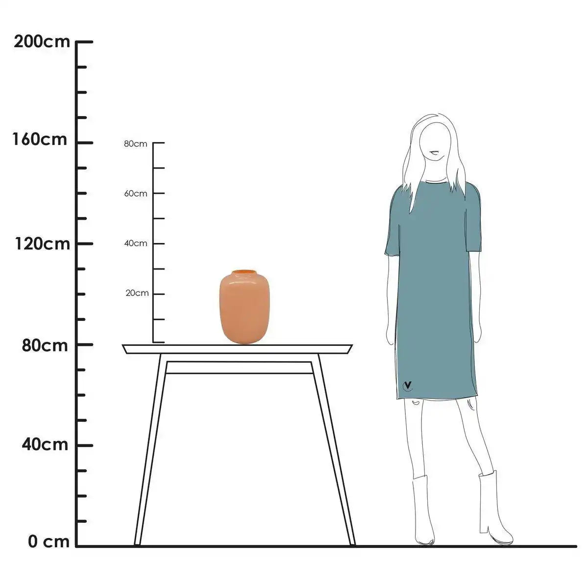 Designer Blumenvase Glasvase Vase Handgefertigt Pastellpfirsich - HomeDesign Knaus