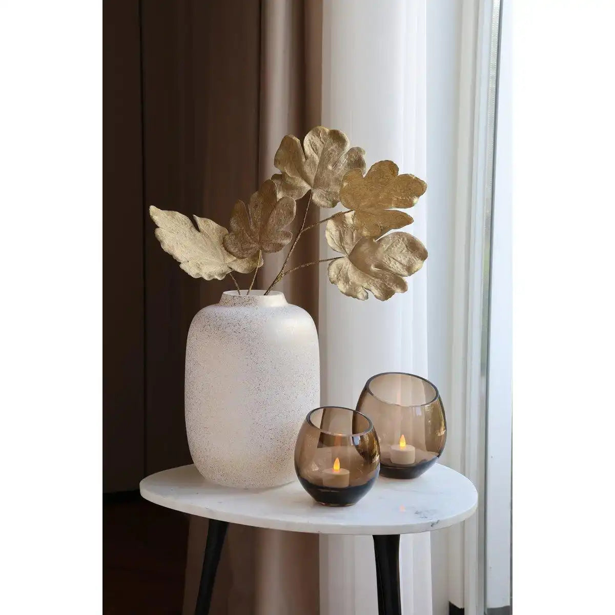 Designer Blumenvase Glasvase weiß Gold Handarbeit - HomeDesign Knaus