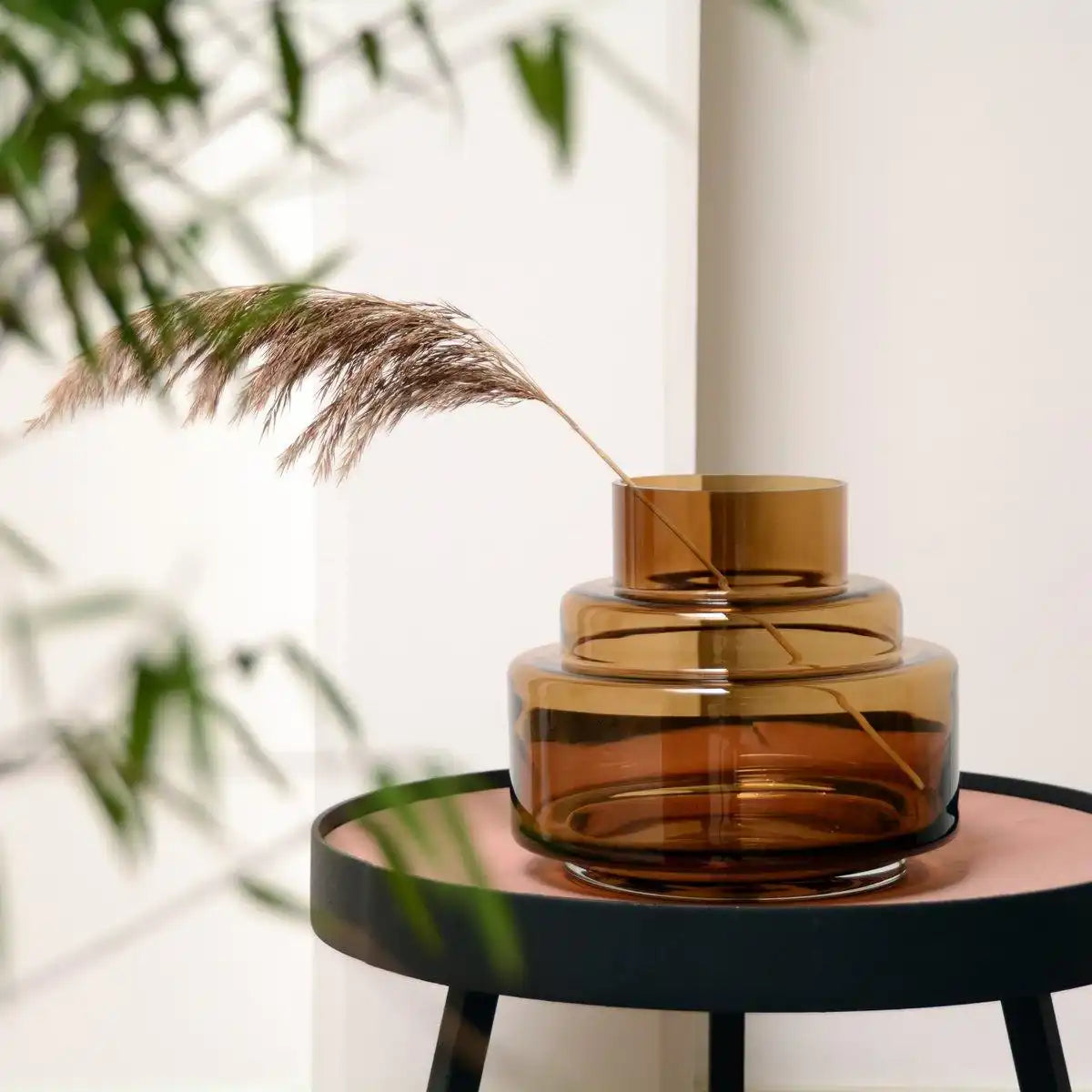Designer Blumenvase Vase Charlie Cognac Glasvase Braun - HomeDesign Knaus