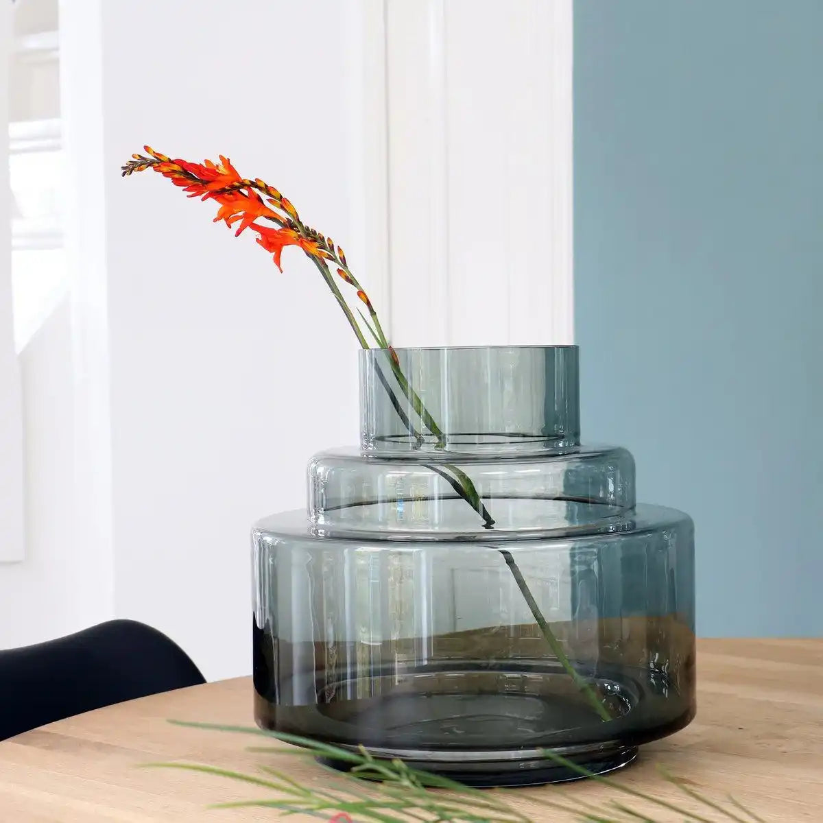 Designer Blumenvase Vase Charlie Cognac Glasvase Grau Rauchglas - HomeDesign Knaus