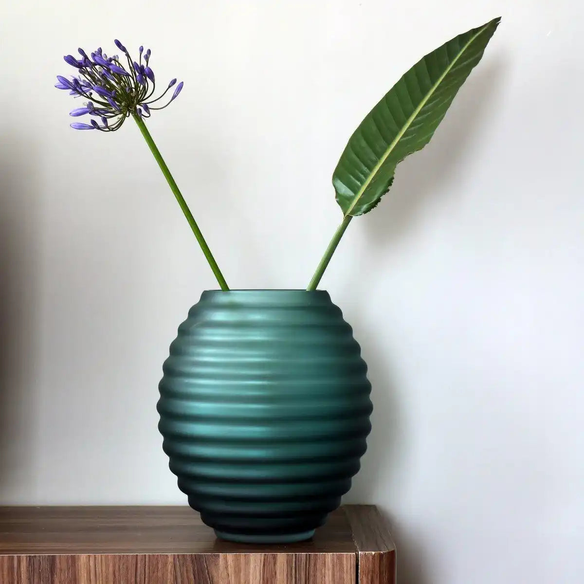 Designer Blumenvase Vase Satin Glasvase Grün Lila - HomeDesign Knaus