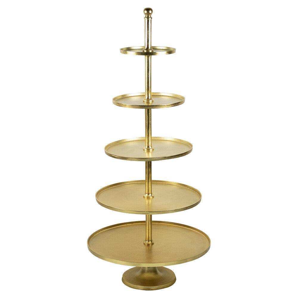 Designer Etagere 5-fach Aluminium Gold Deko 170cm XXL - HomeDesign Knaus