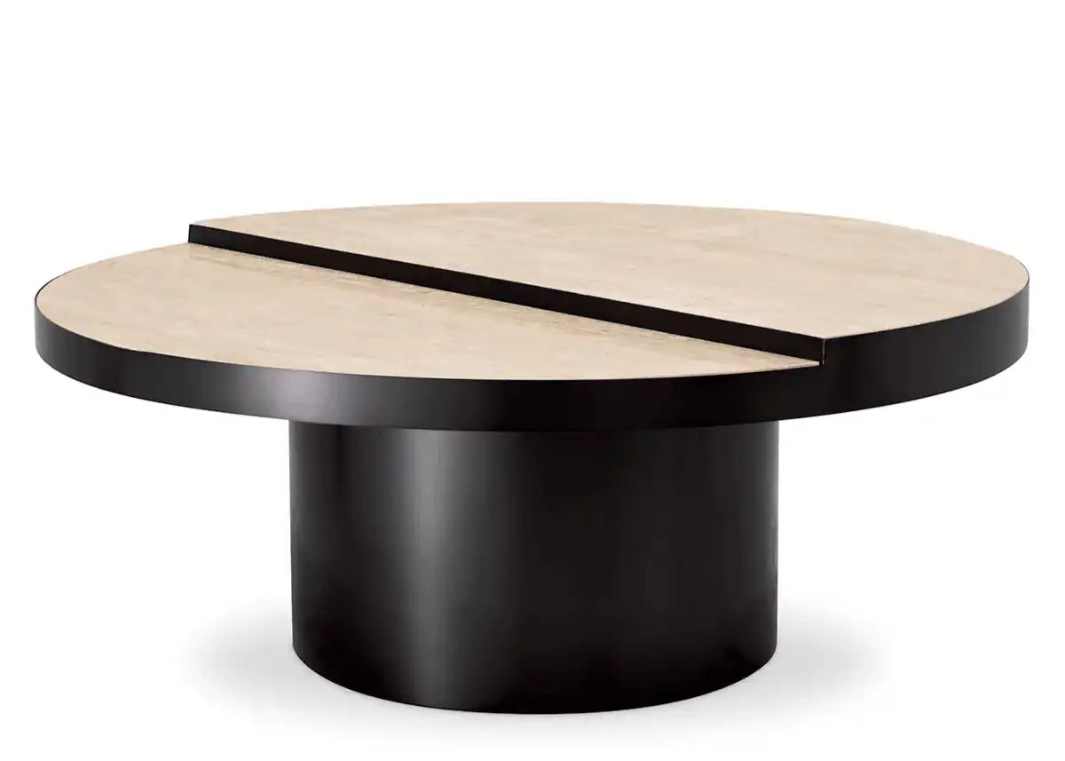 Designer Excelsior Couchtisch Bronze Finish Travertin Handarbeit - HomeDesign Knaus