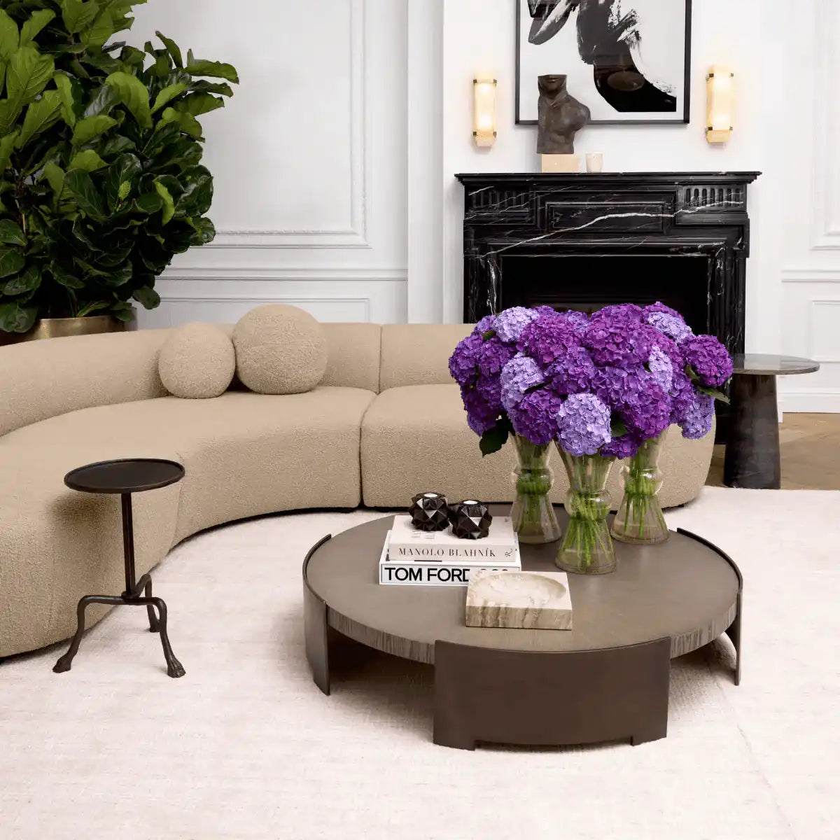 Designer Excelsior Couchtisch Bronze Finish Travertin Handarbeit - HomeDesign Knaus