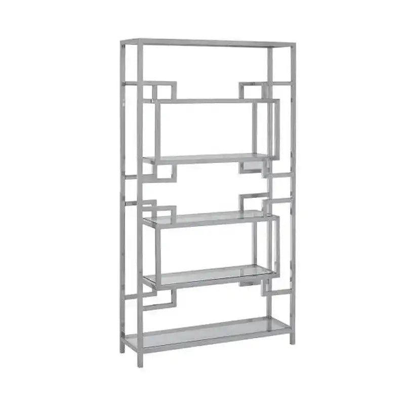Designer Hochglanz poliert Glasregal Dekoration Regal Vitrine Silber Klarglas - HomeDesign Knaus