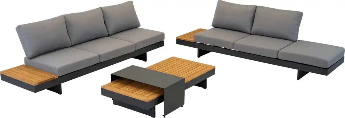 Designer Lounge-Set Barbados Aluminium Matt Anthrazit Rückenlehne - HomeDesign Knaus