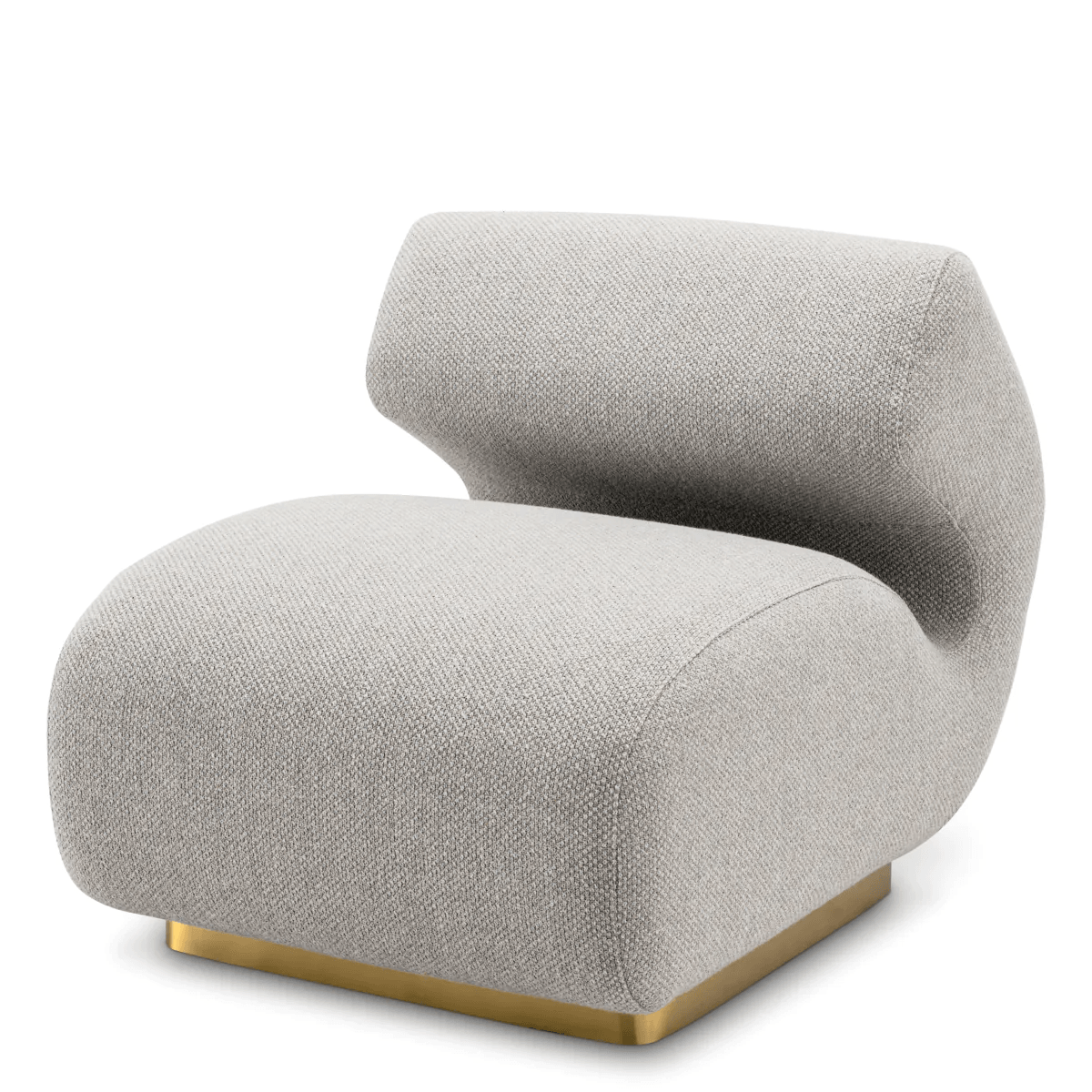 Designer SANSOME Loungesessel Relaxsessel Rêve grau ockel mit gebürstetem Messingfinish - HomeDesign Knaus